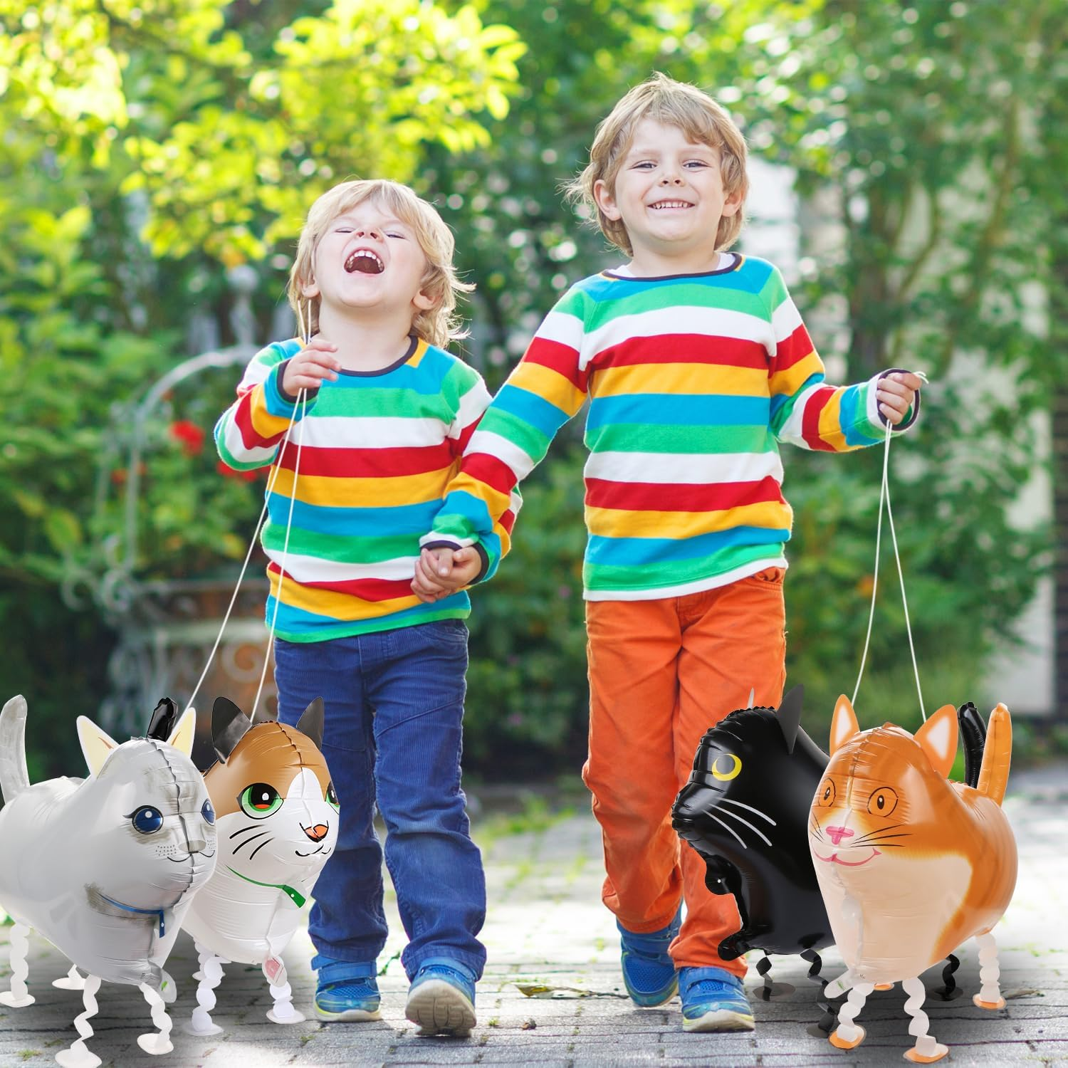 CCOZN 8 Pcs Walking Cat Balloons, Cat Mylar Balloon with 3 Ribbons Walking Animal Balloons Foil Long Balloons for Cat Theme Birthday Party Decorations Walking Cat Balloons Birthday Party Supplies image number 6