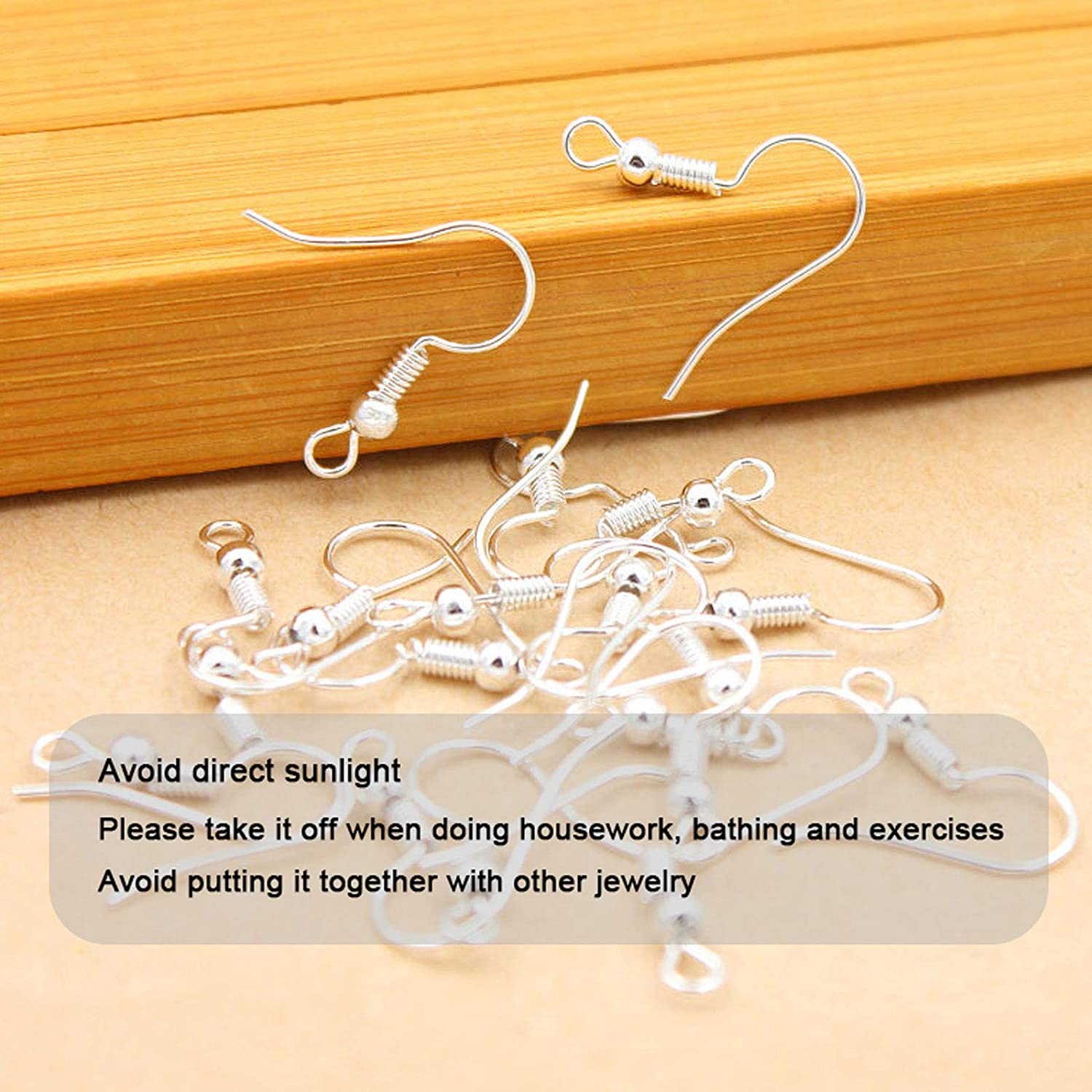925 Sterling Silver Plated Earring Hooks 150 PCS/75 Pairs,Ear Wires Fish Hooks,500Pcs Hypoallergenic Earring Making Kit with Jump Rings and Clear Silicone Earring Backs Stoppers (Silver) image number 2