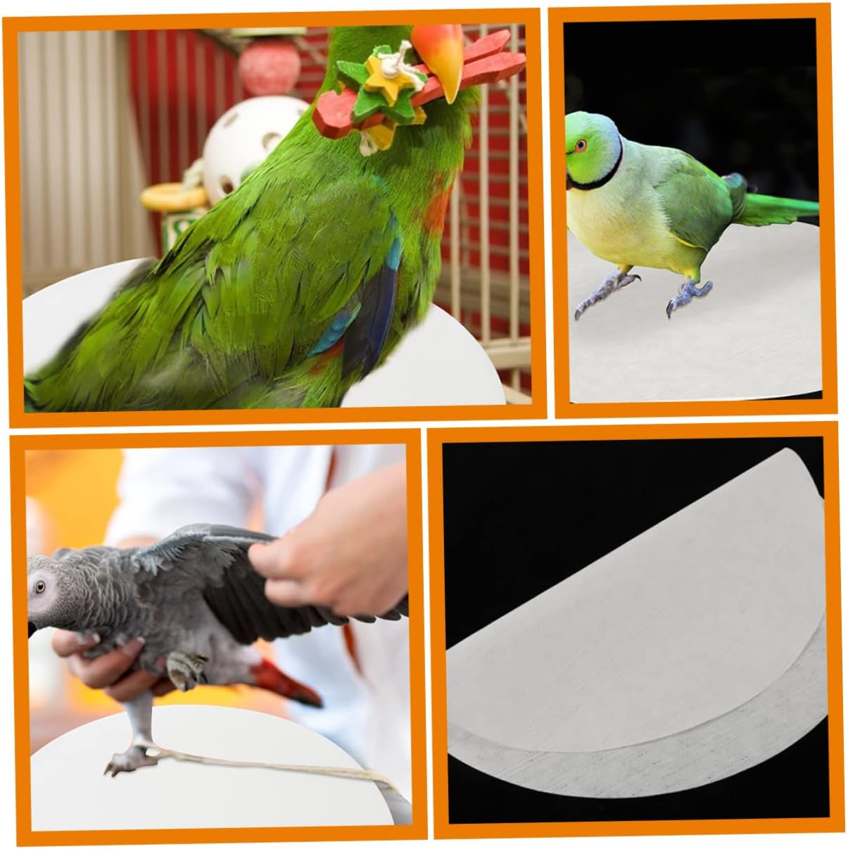 POPETPOP 100Pcs round Bird Cage Liner Sheets Absorbent Non Woven Parakeet Cage Bottom Mats for Clean and Healthy Birdcages