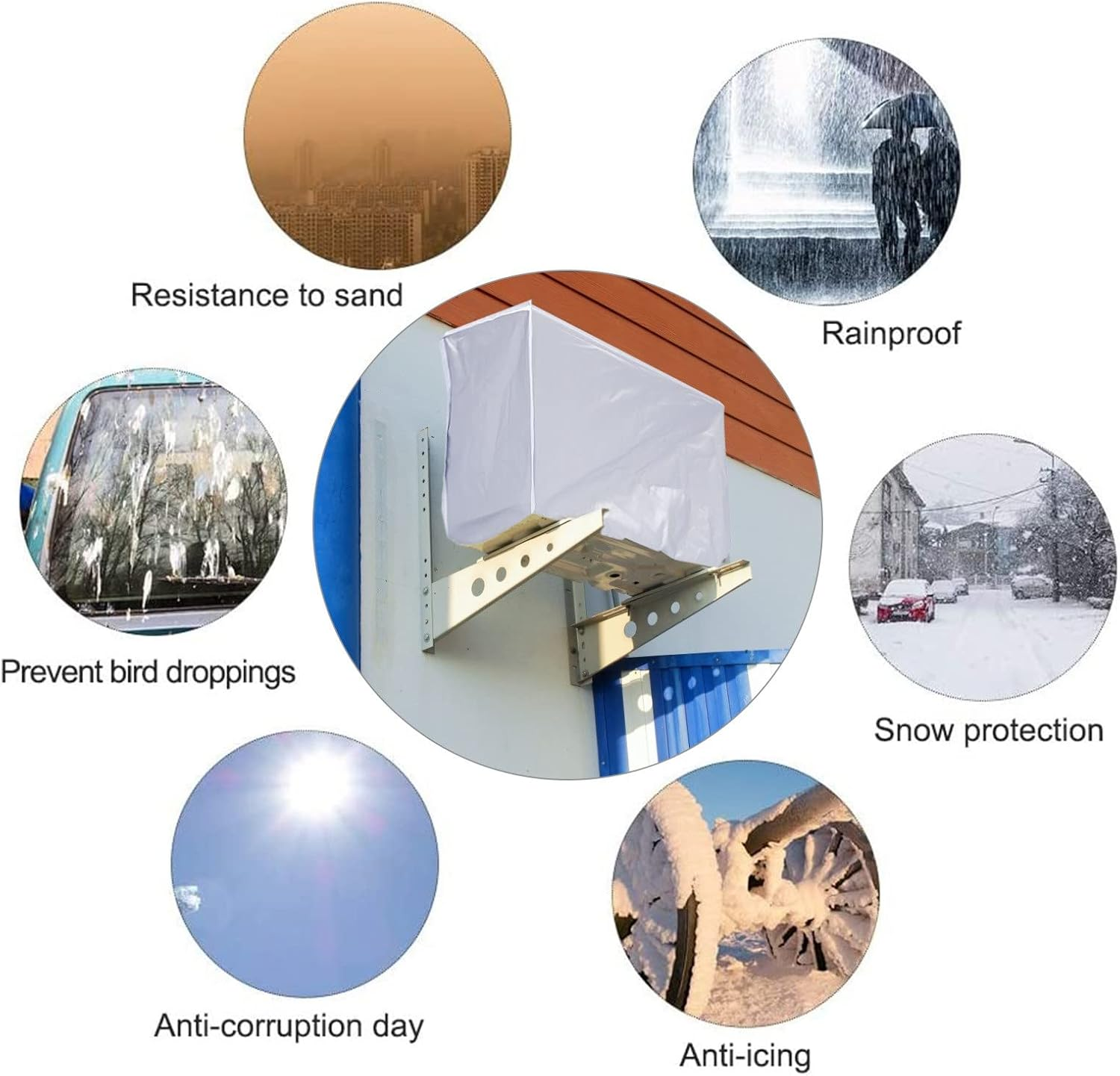 Home Outdoor Air Conditioner Cover Rectangle Anti-Dust Anti-Snow Waterproof 2 Sizes - Silver (94X40X73Cm/37X15.7X28.7Inch) image number 6