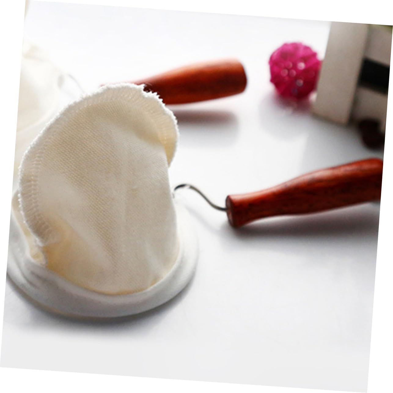 GETAJGHSD 2Pcs Flannel Coffee Filter Bags with Non-Slip Wooden Handle Reusable Washable Coffee Grounds Sock for Tea Brewing at Home Office image number 5