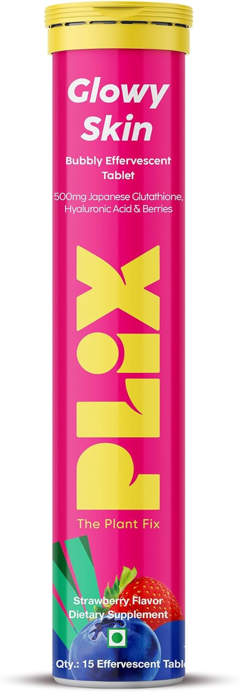 PLIX Glutathione Skin Glow 90 Effervescent Tablets 500Mg for Clear and Youthful Skin | Reduces Pigmentation, Fades Dark Spots, Hydrates Skin | Pack of 6, Strawberry Flavour image number 2