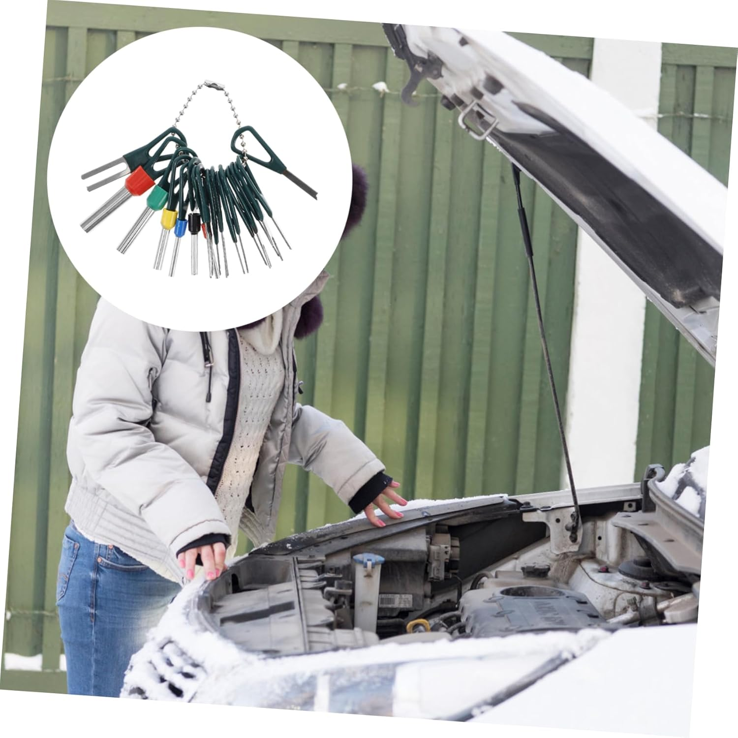 GARVALON 18-Pcs Wire Harness Connectors Terminal Tool Kit with Pin Extractor for Automotive Electrical Wiring Repair and Terminal Removal Set