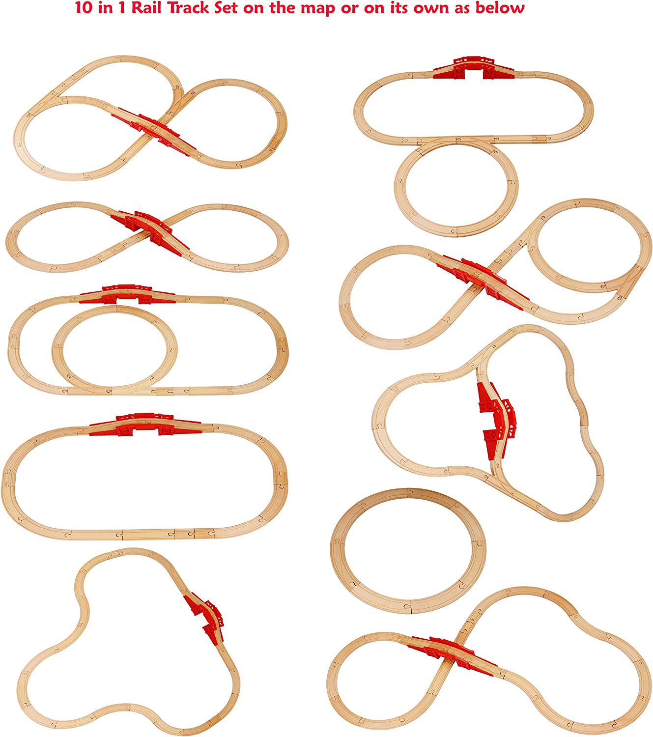 Wooden Train Set with Town Map-Shinington Railway Track Construction Building Toys for 3 Years Old Kids Boys Girls-Vehicles Transport Wooden Toys for Toddlers 3 4 5 Years Old image number 2