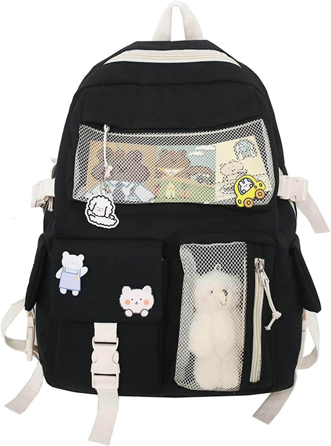 Eagerrich Cute Backpack with Cute Pin Accessories Plush Pendant for School Bag Student Girl Backpack