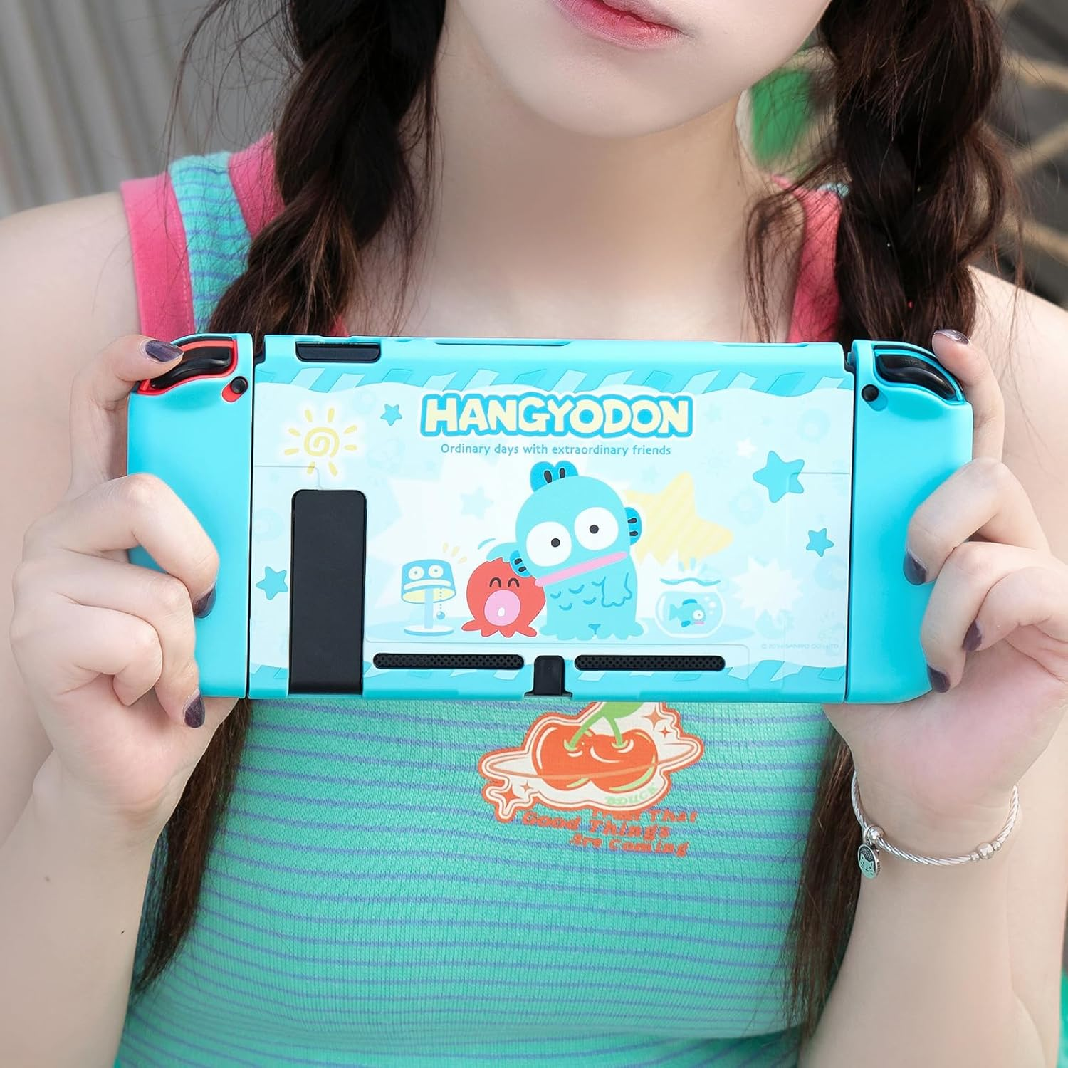 Protective Shell for Regular Switch,Kawaii Cartoon Dockable Case for Regular Switch,Anti-Scratch and Shock-Absorption Design Cover Skin (Blue) image number 3