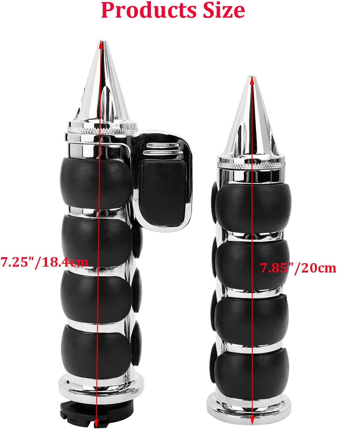 Pair of 1" Dual Chrome Motorcycle Bar End Hand Grips Handlebar Compatible with Cruisers Harley Yamaha Suzuki image number 4
