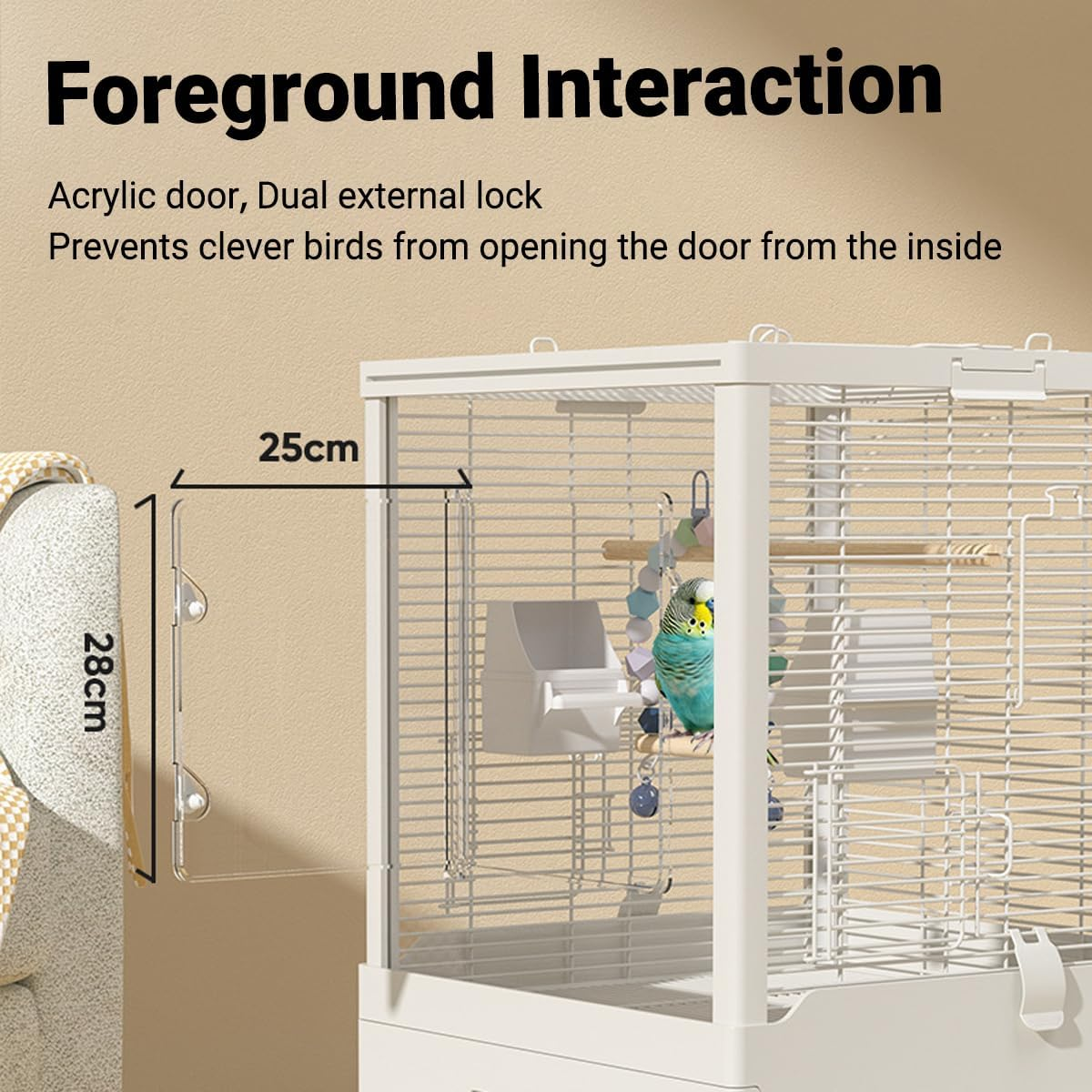 Jade Deals Double Layer Metal Bird Cage Villa, 37&times;18.11&times;18.11In Large Aviary House for Parrot & Small - Medium Birds, Indoor Pet Home image number 6