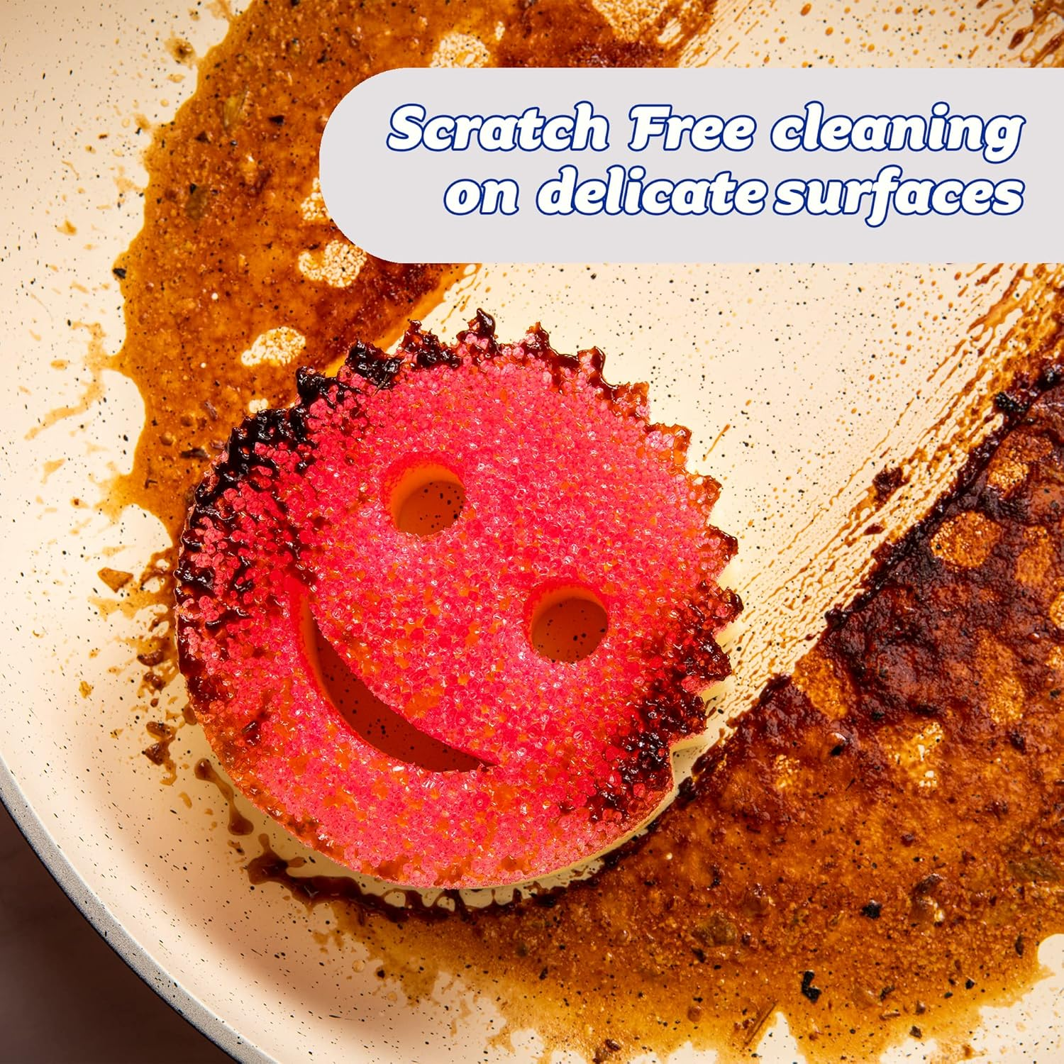 Scrub Daddy Scrub Mommy Washing up Sponge - Dual Sided Scrubbing Non Scratch Scourers, Smiley Face Sponges for Cleaning Kitchen & Bathroom, Dish Scrubber, Flextexture Home Products, Pink Single Pack image number 1