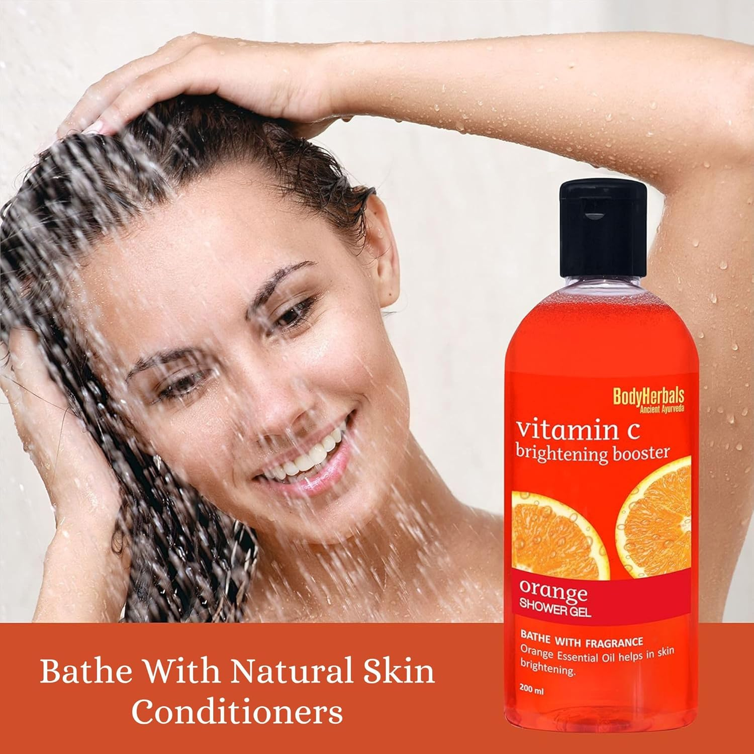 Bodyherbals Brightening Booster Orange Shower Gel with Skin Conditioners, 200Ml image number 1