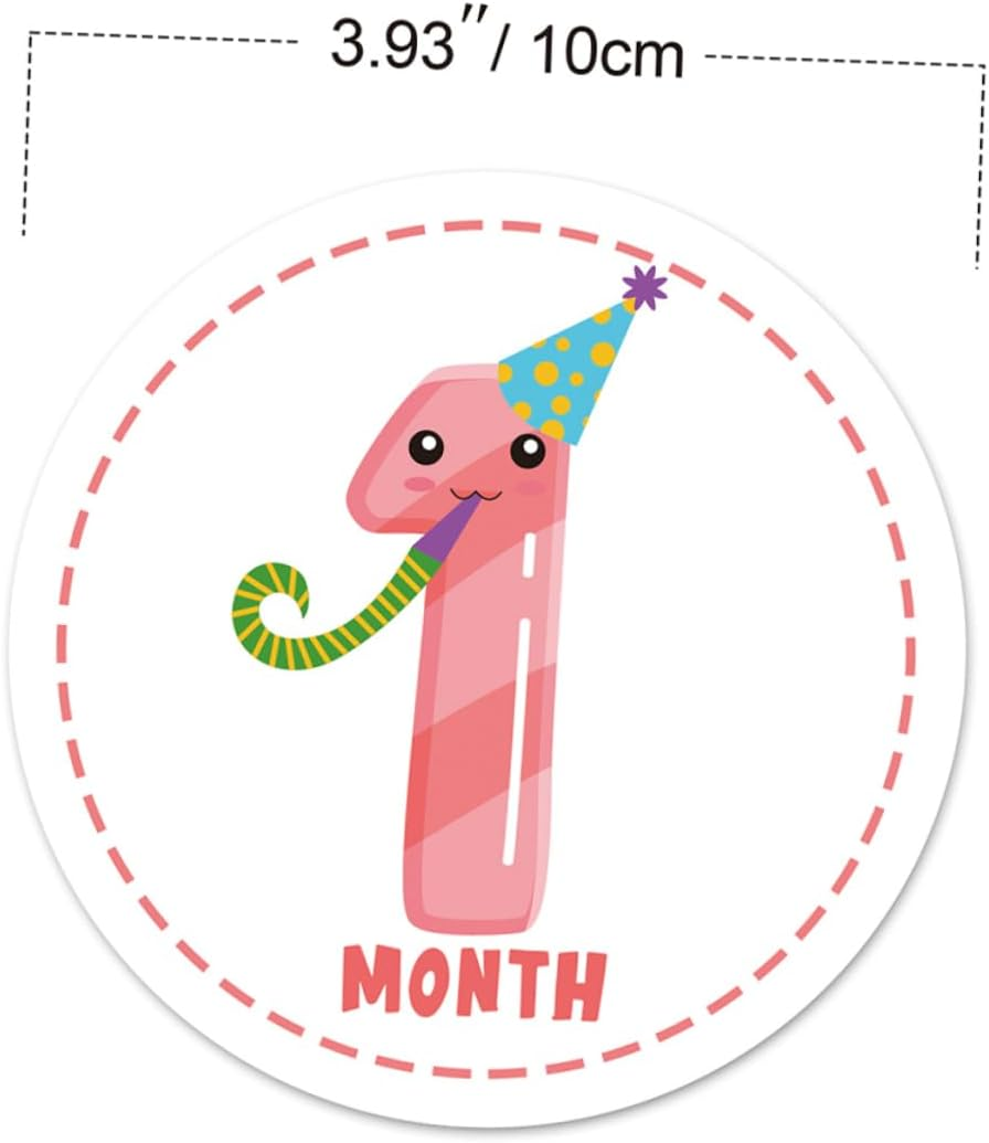 TEHAUX 12Pcs Decorative Milestone Sticker Creative Month Sticker Adorable Monthly Paste Decor for Newborn Boy Girl Belly image number 1