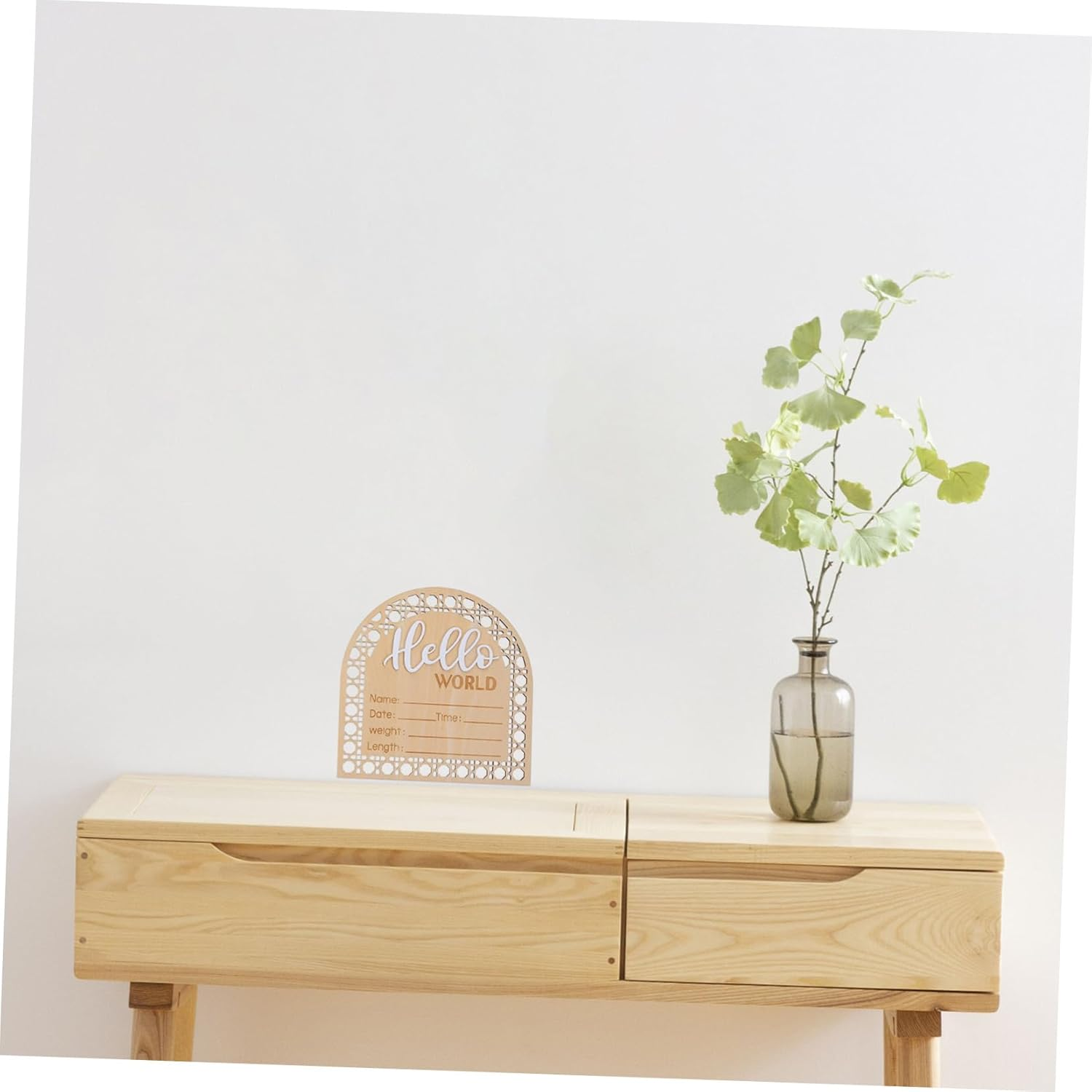 VANZACK Newborn Sign and Baby Name Announcement Board Wooden Birth Announcement Sign for Nursery Room Newborn Baby Shower Photo Prop 2Pcs Set image number 3