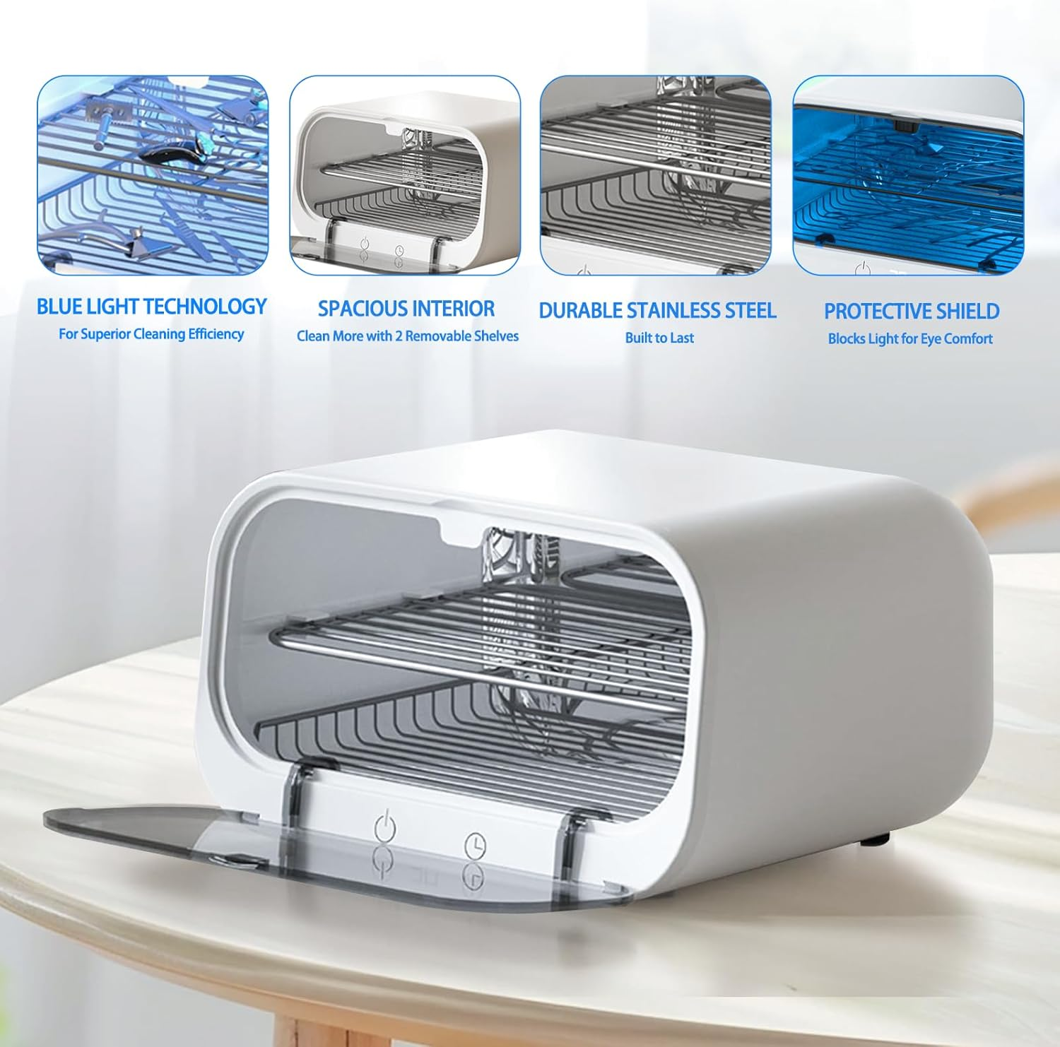 Sterilizer for Esthetician, 12L Double-Layer Large Sterilizer for Nail Tools, Multi-Functional Nail Cleaner Box, Large Capacity Cleaning Cabinet for Home Use, Barbers, Beauty Salons image number 1