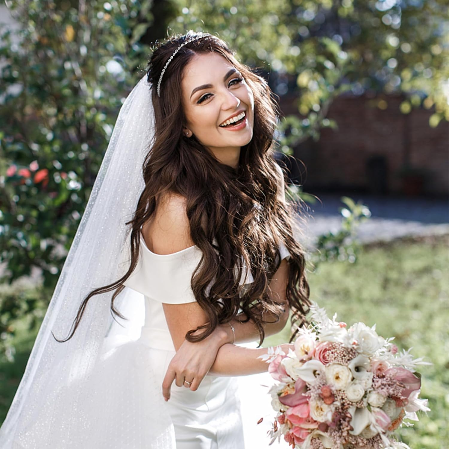 Prasacco Pack of 4 Silver Rhinestone Headband, Wedding Bridal Headband, Rhinestone Headband for Women and Girls, Sparkling Crystal Hair Band for Wedding, Dance, Party, Stage, Daily Life (4 Styles)