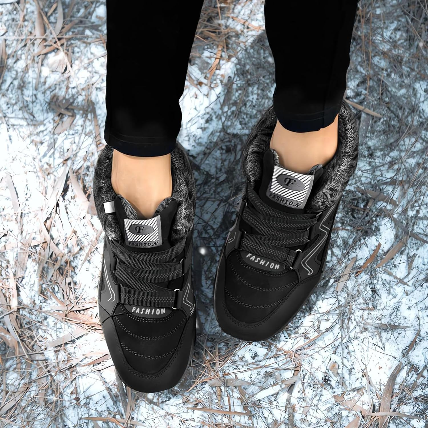 Winter Snow Boots - Outdoor Walking Shoes - Oxford Cloth Water Resistant anti Slip Lightweight Warm Lined Comfortable Thermal Ankle Boots for Slow Running, Playing Sledding Buniq image number 1