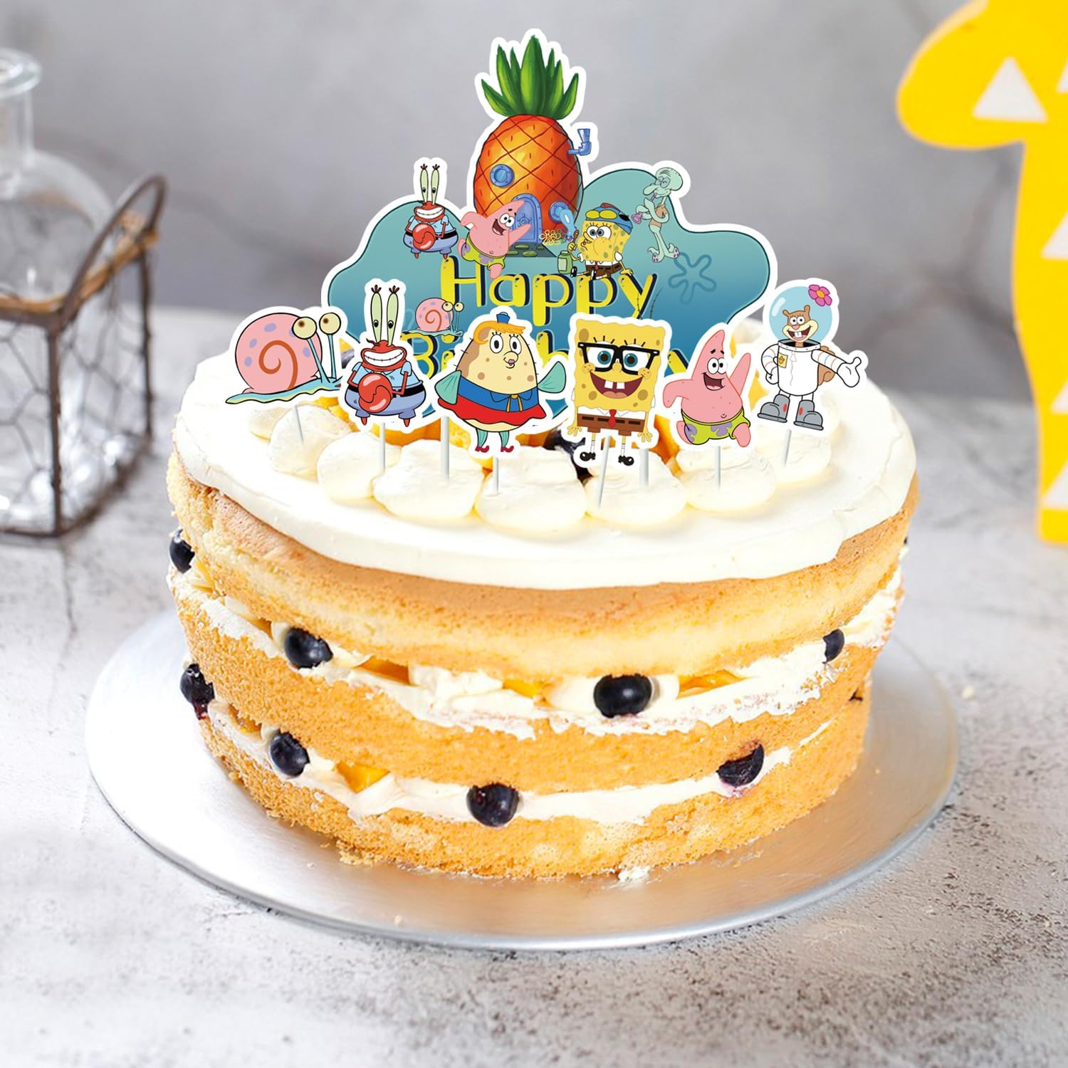 Sponge Cake Decoration 49 Pieces Cake Decoration Cake Topper Cupcake Topper for Children, Girls, Boys, Birthday Cake Decoration