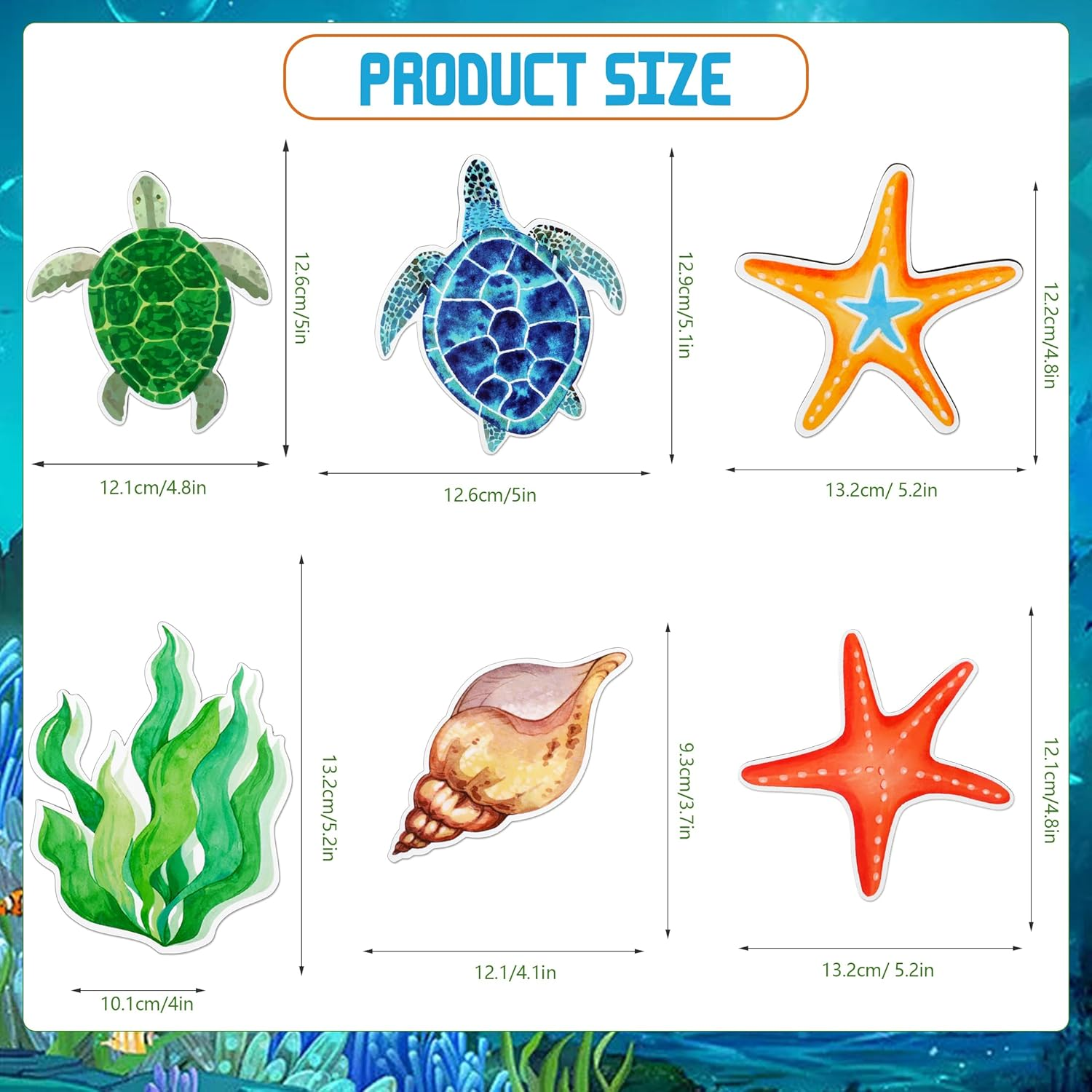 JSRQT 12Pcs Ocean Theme Magnet Screen Door Decorative, Sea Turtle Starfish Double Sided Magnetic Flexible Screen Door Protector, Screen Door Magnet Sticker Decals Protect for Door Window Kid Pet Bird image number 6