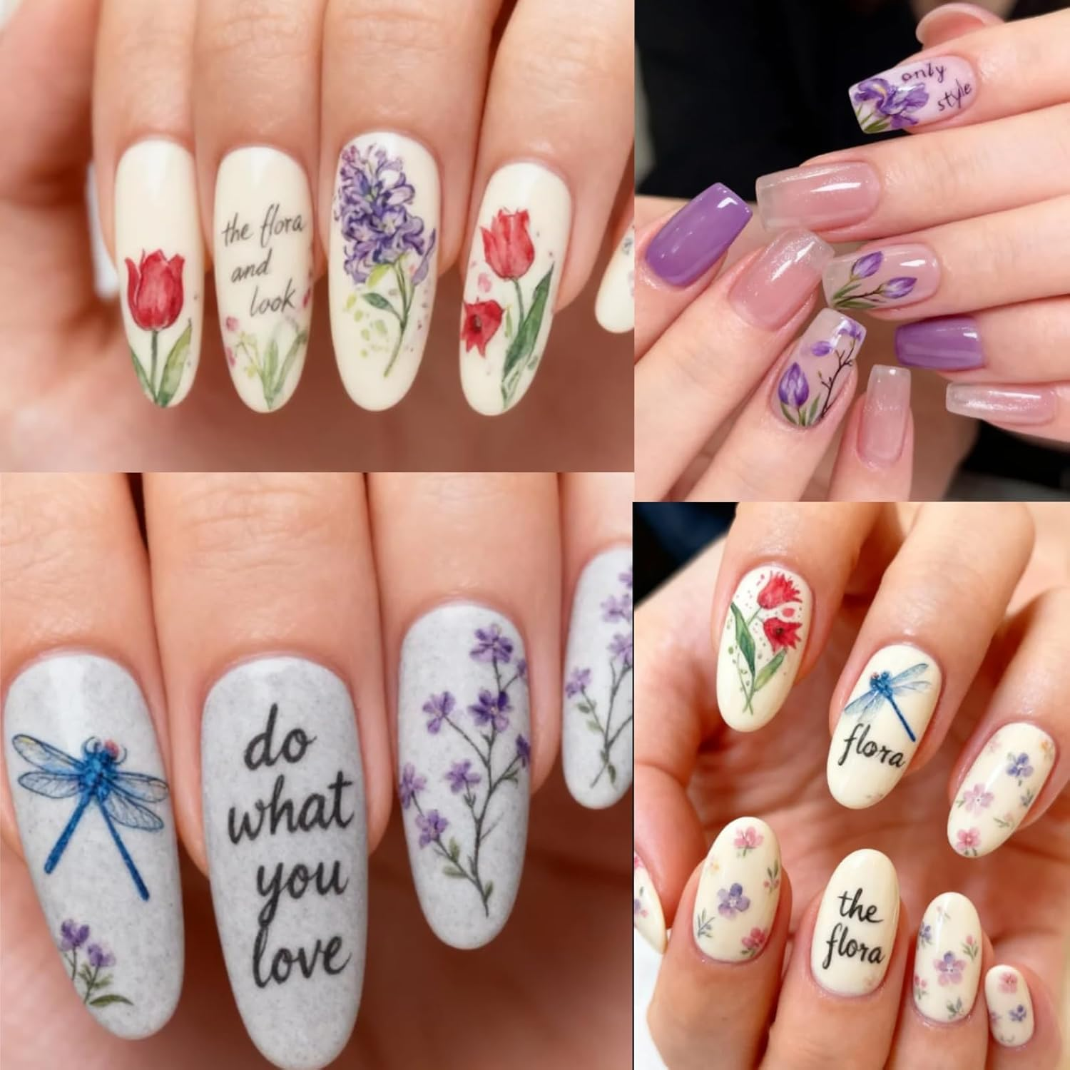 Kalione Holographic Floral Nail Stickers for Women &ndash; Durable Nail Stickers for Nails Art Designs, Perfect for Manicure and Pedicure Enhancements，Floral Nails Decorative Decals for Women image number 4