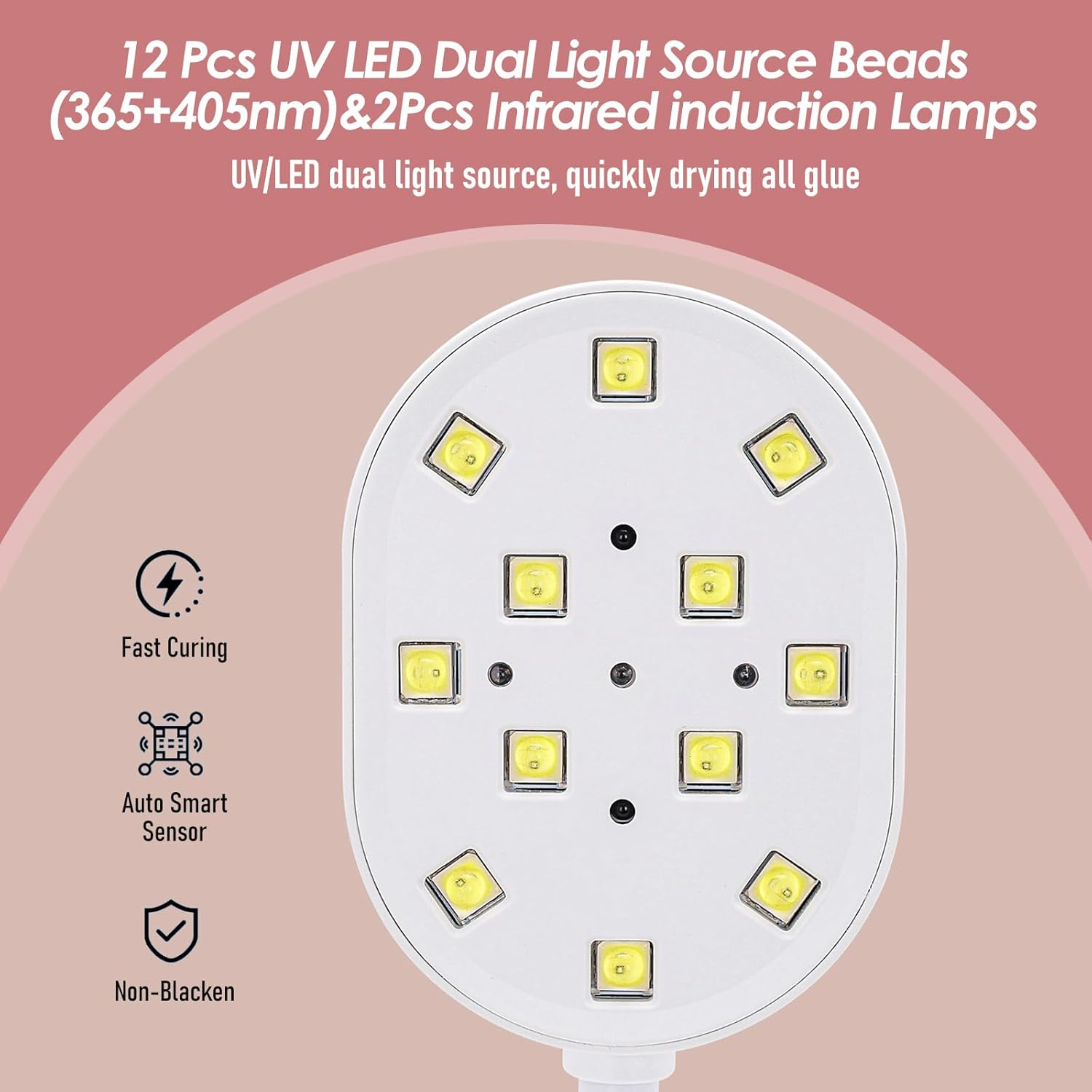 Xoxomeg 36W UV LED Nail Lamp, Rechargeable Nail Light with Auto Sensor & Touch Screen, Portable USB Gel Nail Dryer with 4 Timer Modes for DIY at Home, Salon (Pink) - Pink image number 3