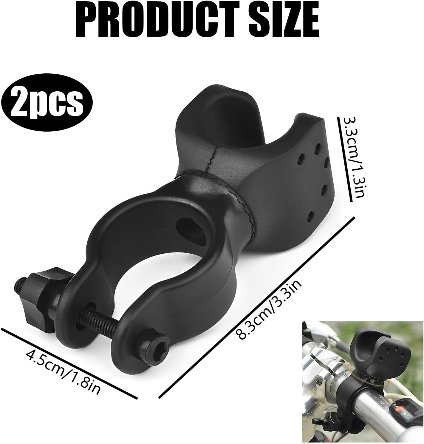 2Pcs Walking Stick Holder, Crutch Holder for Mobility Scooter with 360 Degree Rotatable Clip, Walking Stick Holder for Mobility Scooter, Easy Attach Mobility Scooter Accessories UK image number 6