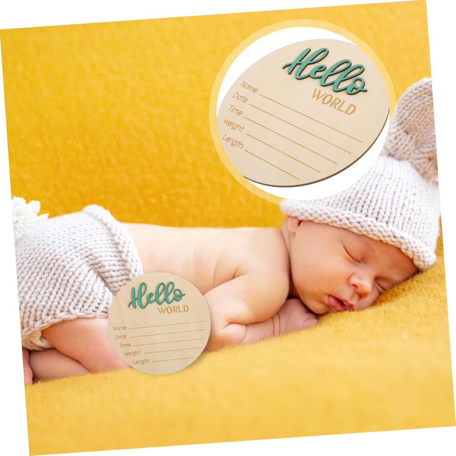 Wooden Birth Announcement Sign round Baby Birth Announcement Sign for Newborn Hospital Photography Prop Welcome image number 4