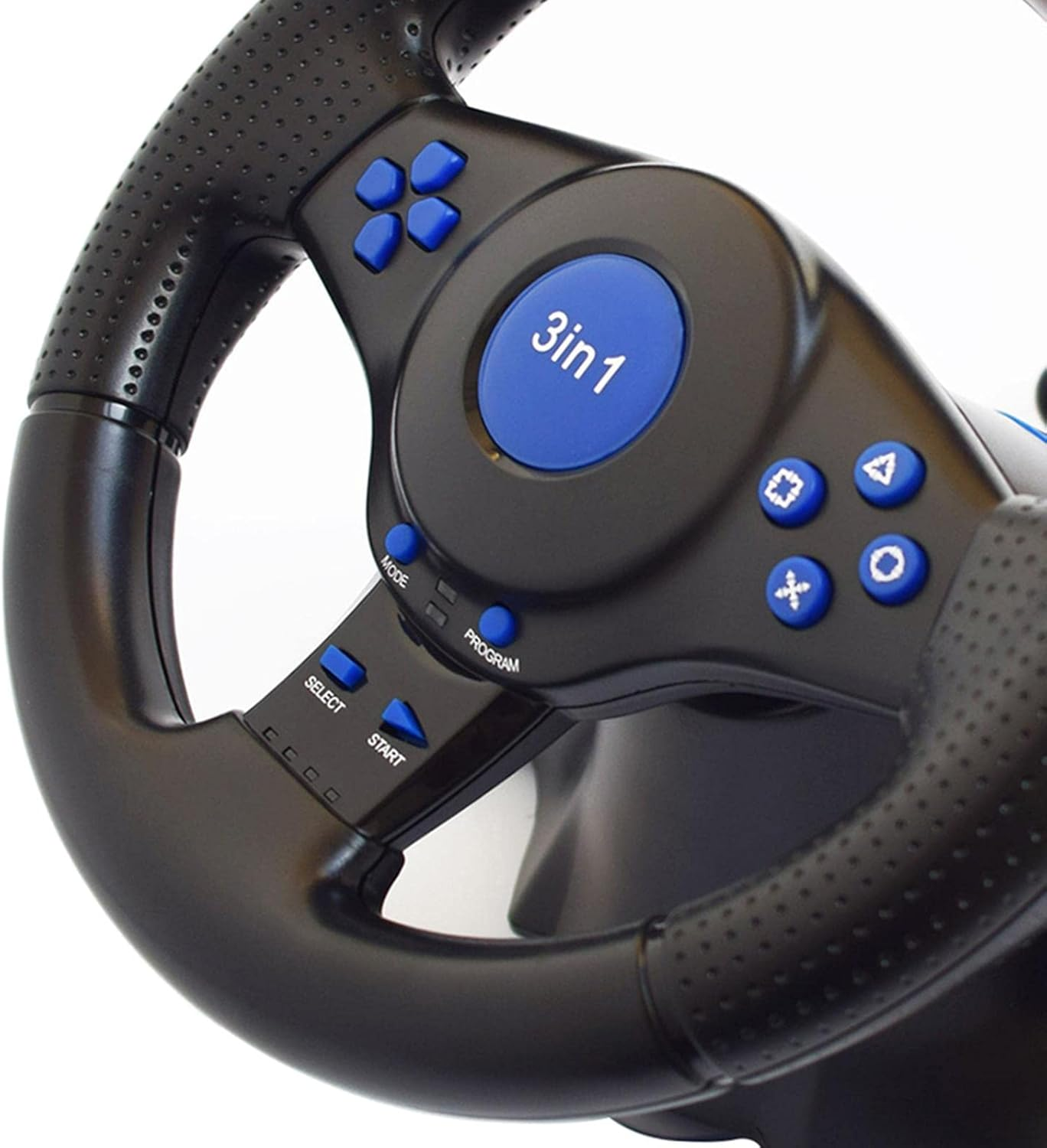 Racing Steering Wheel for PS3 PC Game, USB Vibration, with Pedals Brake image number 2