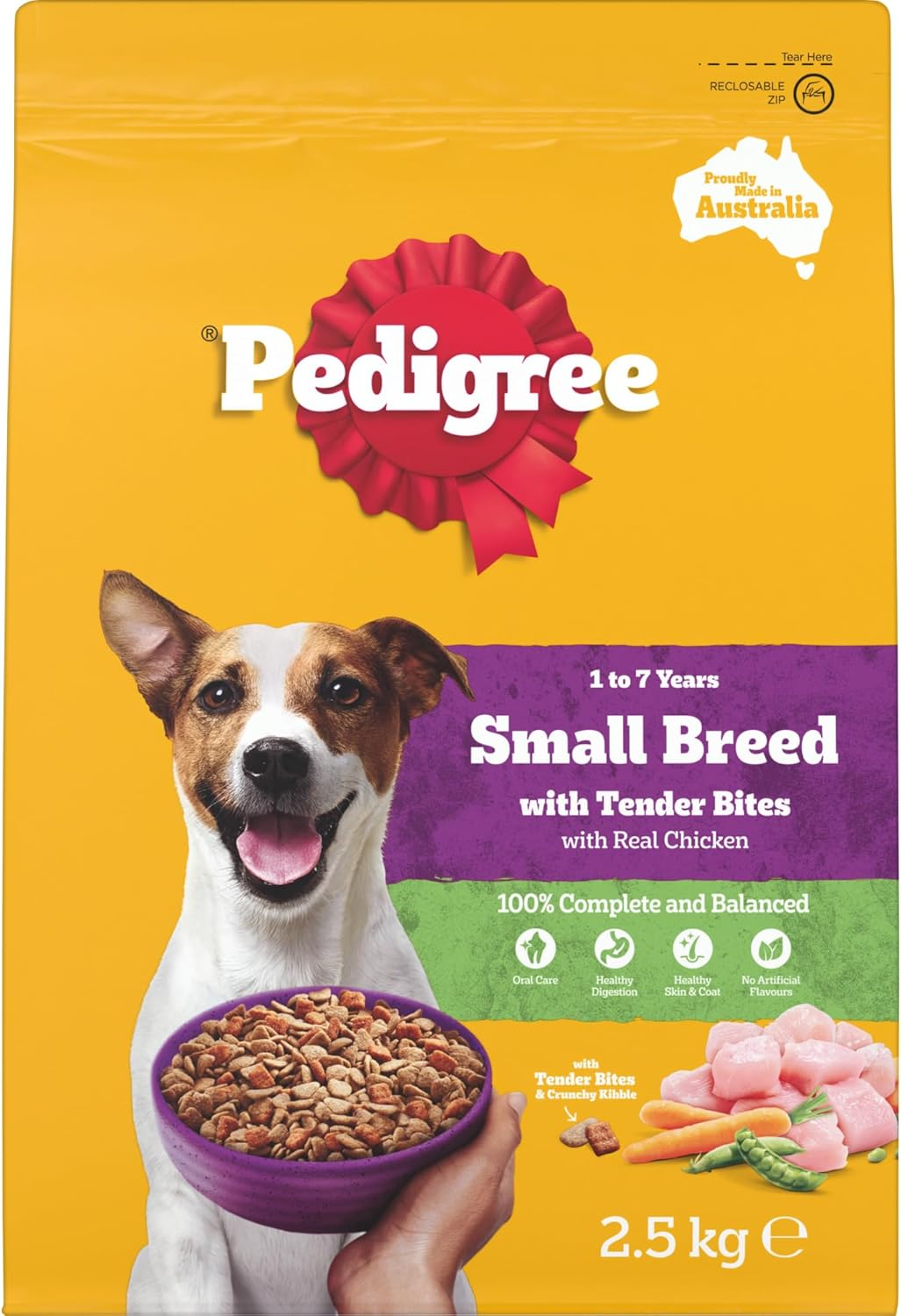 PEDIGREE Small Breed Chicken Dry Dog Food 2.5Kg Bag 4 Pack image number 2