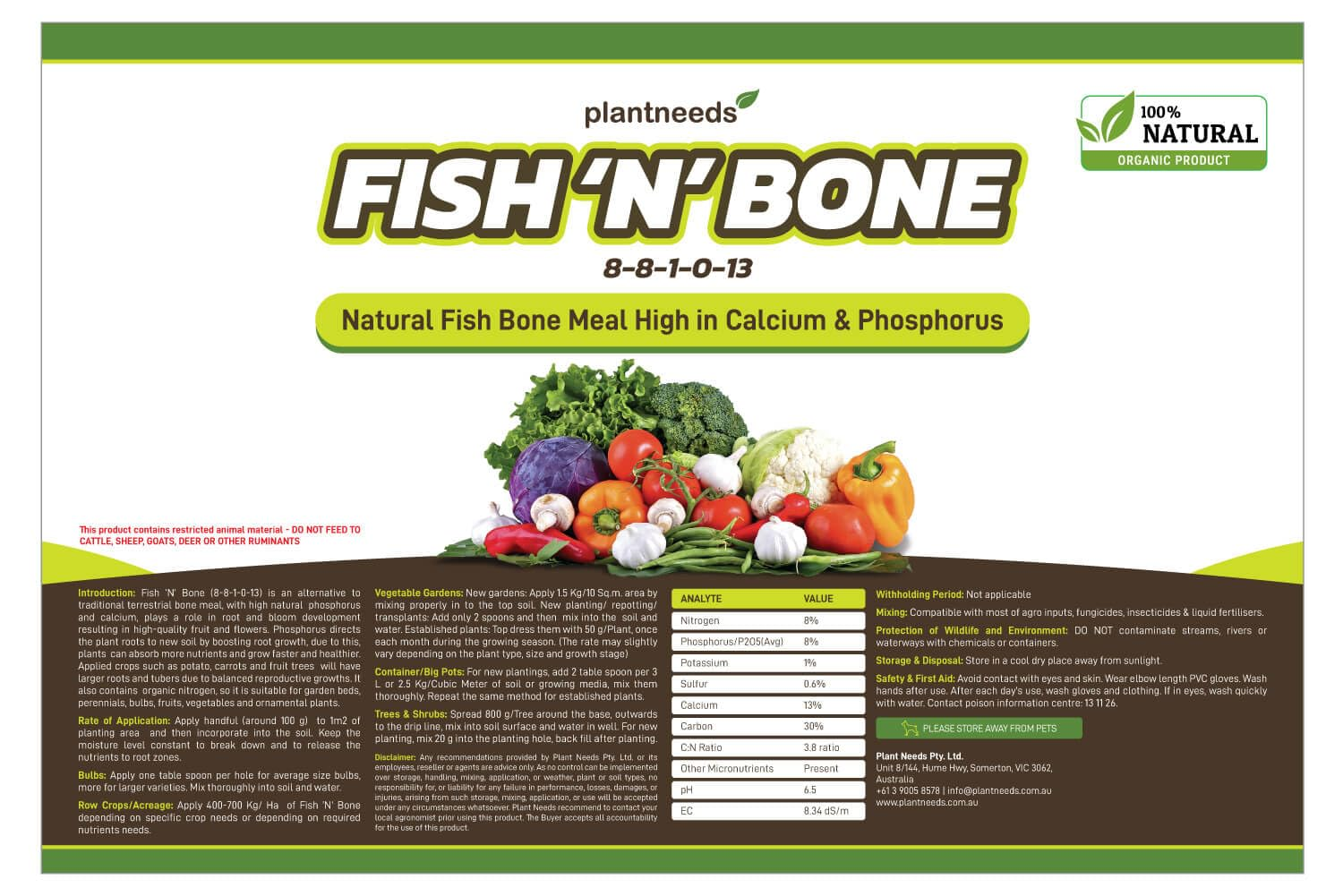 Plant Needs Fish N Bone 2.5 Kg Powder I 100 % Organic I Fish Bone Meal Fertilizer I 8-8-2-13 I image number 1