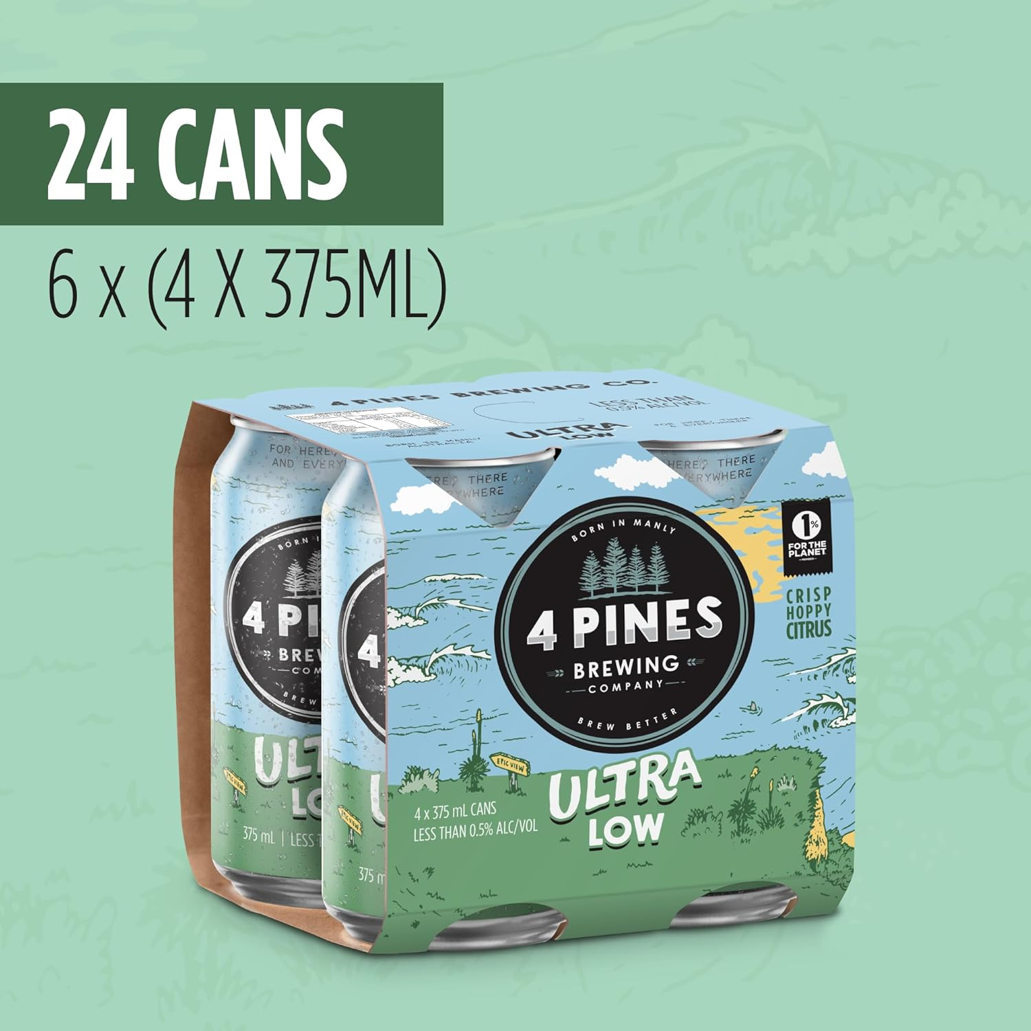 4 Pines Ultra Low Beer 4 X 375 Ml image number 1