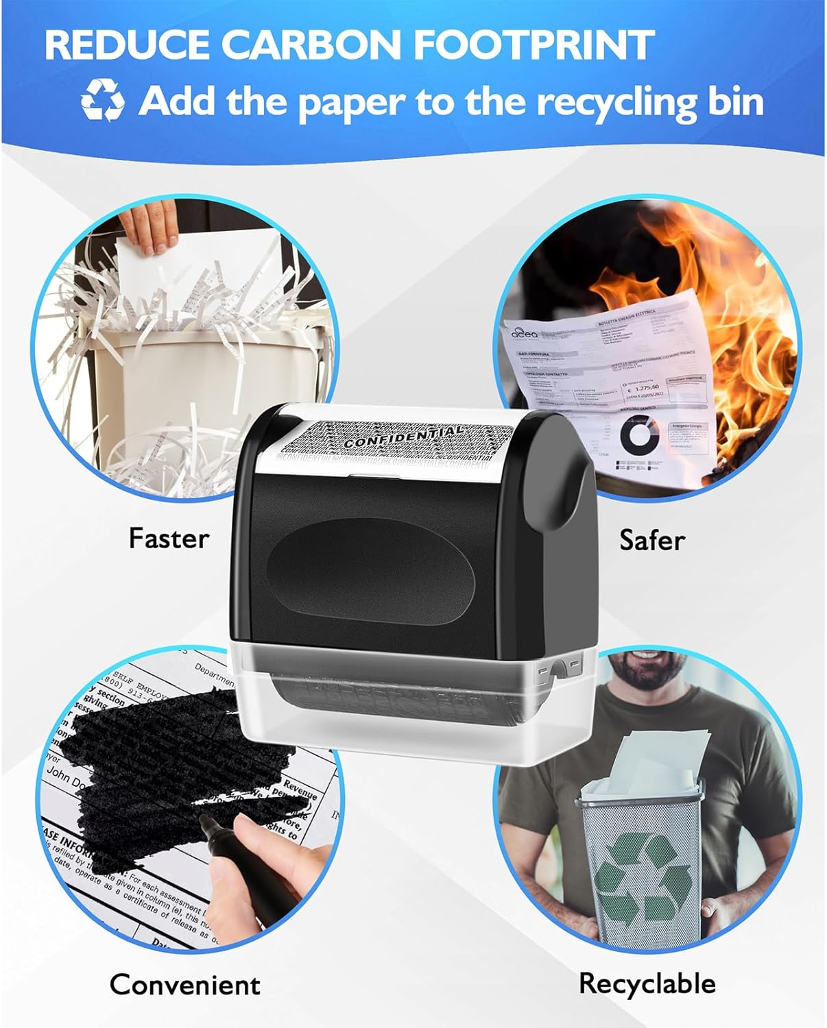 Identity Theft Protection Roller Stamp, 1 Refill Ink - Confidential Roller Stamp for Identity Protection & Security Stamps- Blocking Out Privacy Information and Guard Your Address and ID - 3 Pack image number 4