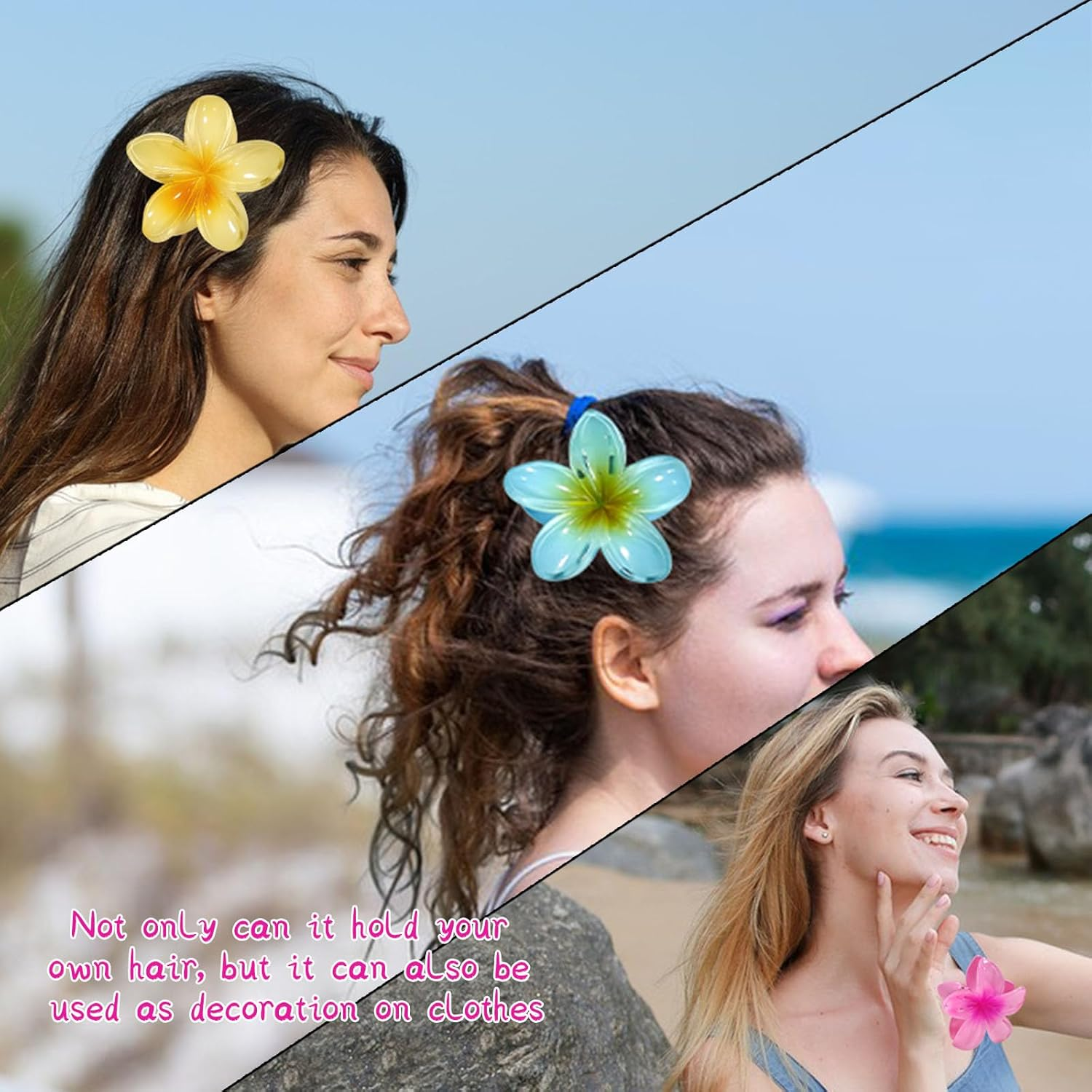 JASFLY Pack of 8 Flower Hair Clips, 4 Colours, Flower Hair Clips, Non-Slip Flower Hair Clips, Flower Hair Clip Can Be Used on Girls, Women, Thick and Thin Hair (8 Cm) image number 2