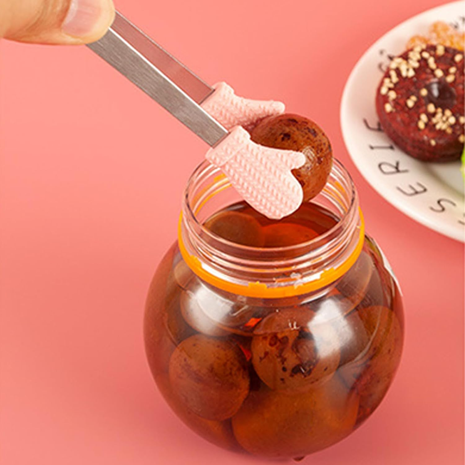 10PCS Silicone Mini Tongs (5.3 Inch), Hand Shape Kitchen Tongs for Food, Ice Cubes, Fruits, Desserts, Colorful Safe Serving Tongs for Appetizers & Barbecue (Hand Shape) image number 1