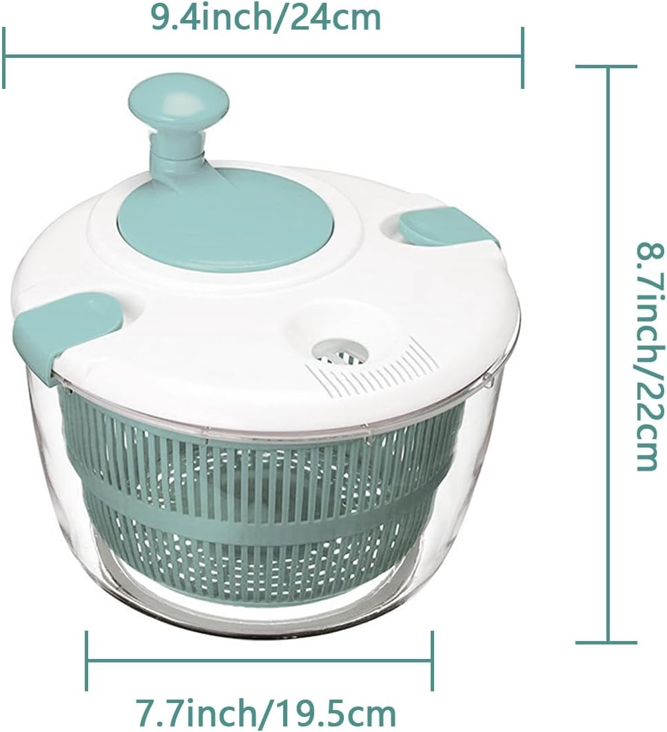 Lizbin Salad Spinner, Large Salad Spinner 5L Capacity, Quick and Easy Multi-Use Manual Lettuce Spinner, Vegetable Dryer, Fruit Washer, Wash, Spin & Dry Salad Greens, Fruits & Vegetables (Blue) image number 5