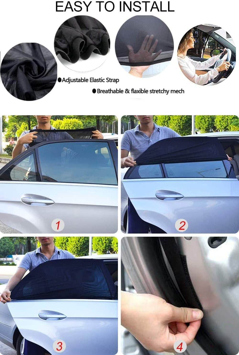 2 Pack Car Window Covers,Universal Fit for Sun Glare, UV Protection for Family-Friendly Design