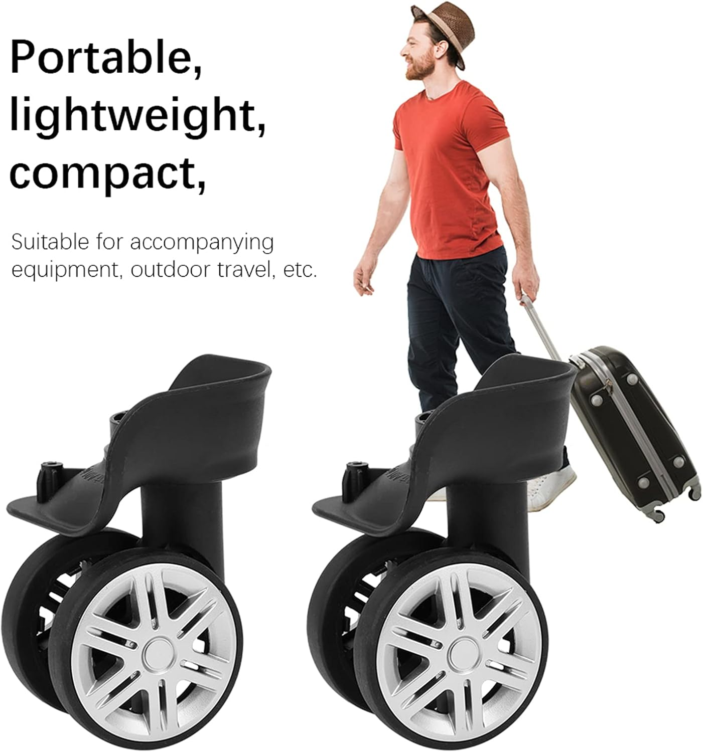 ANKROYU 1Pair Draw Bar Box Wheel, Suitcase Luggage Carrier Wheel, Replacement Luggage Cases Wheel, Draw Bar Box Accessory for Accompanying Equipment Outdoor Travel image number 1