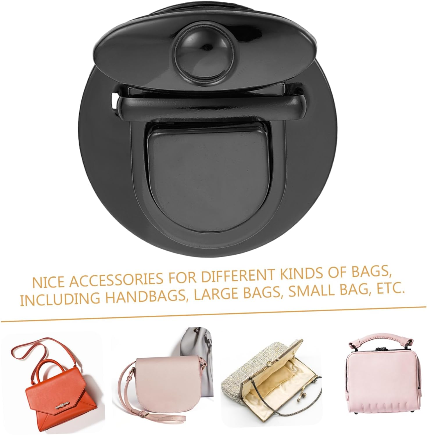 STOBOK 10Pcs Iron round Press Bag Buckle Locks DIY Handbag Accessories Gun Black 4.7Cm Wide Suitable for Bag Hardware and Repairs - Black image number 6