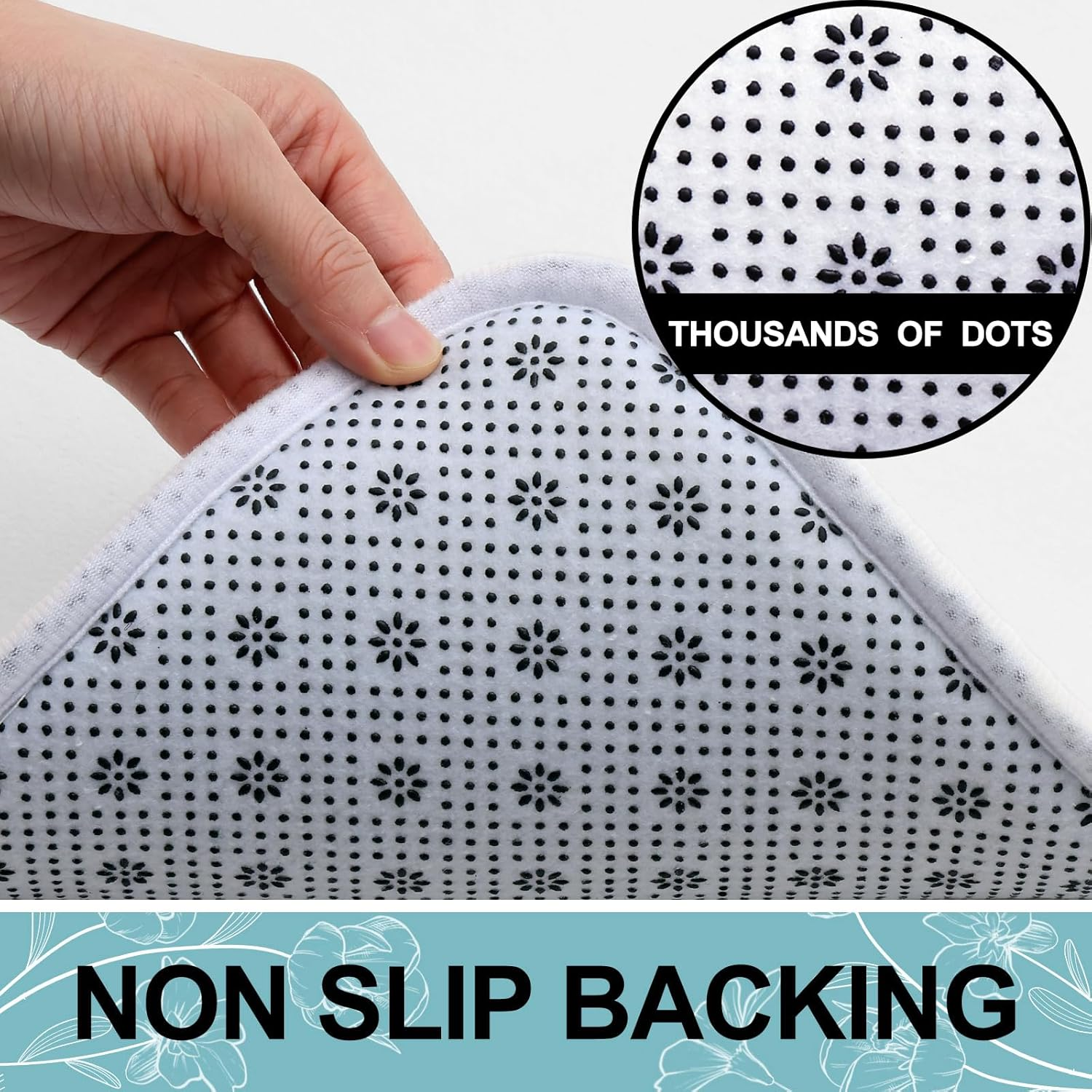 Smiry Memory Foam Bath Mat, Super Soft Absorbent Bathroom Rugs Non Slip Bath Rug Runner for Shower Bathroom Floors, 32" X 20", White image number 5