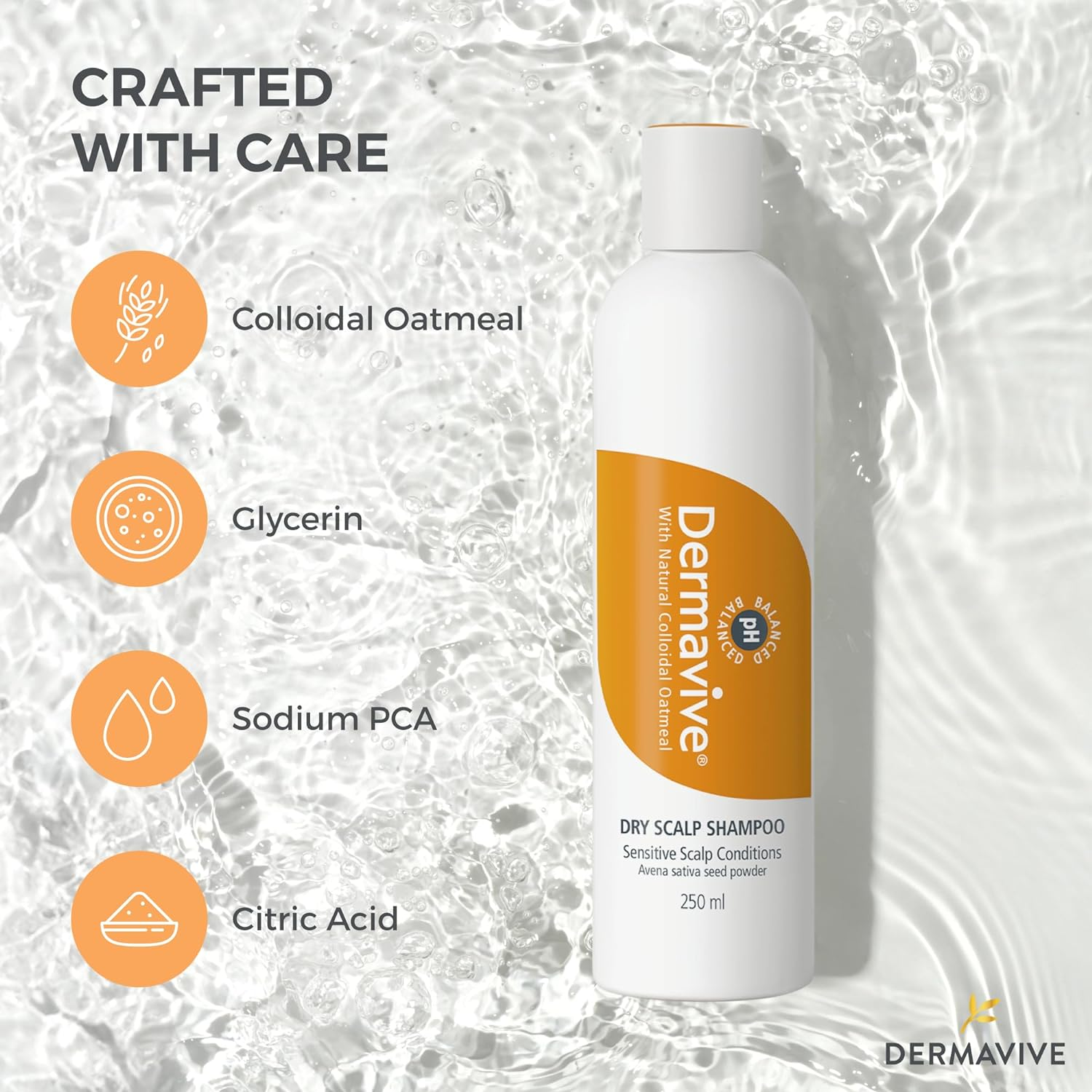 Dermavive Dry Scalp Shampoo, 250Ml - Medicated Dandruff Control, Ph-Balanced Shampoo, Gentle Relief for Dry, Itchy, Irritated Scalps image number 2