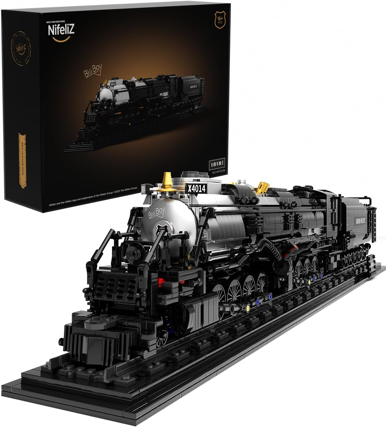 Nifeliz Big Boy Locomotive, Articulated Steam Locomotive Building Block Set, Legendary Steam Train Display Kit for Gift Giving (1,818 Pieces) image number 2