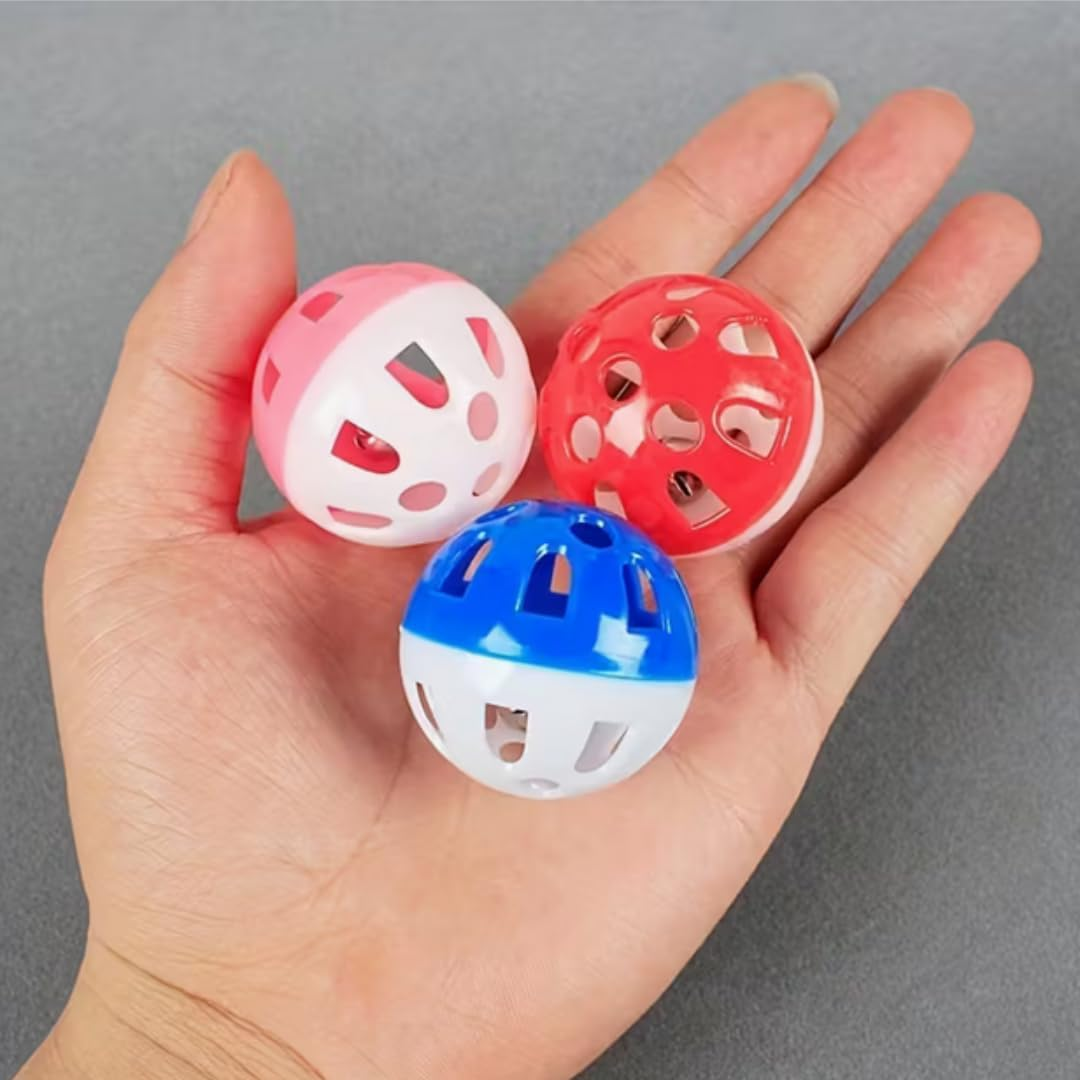 PARENCE - Set of 6 Play Balls for Cats 4 Cm - Interactive Toy with Bell - Accessories for Fun and Exercise Kittens and Adults Cat image number 2