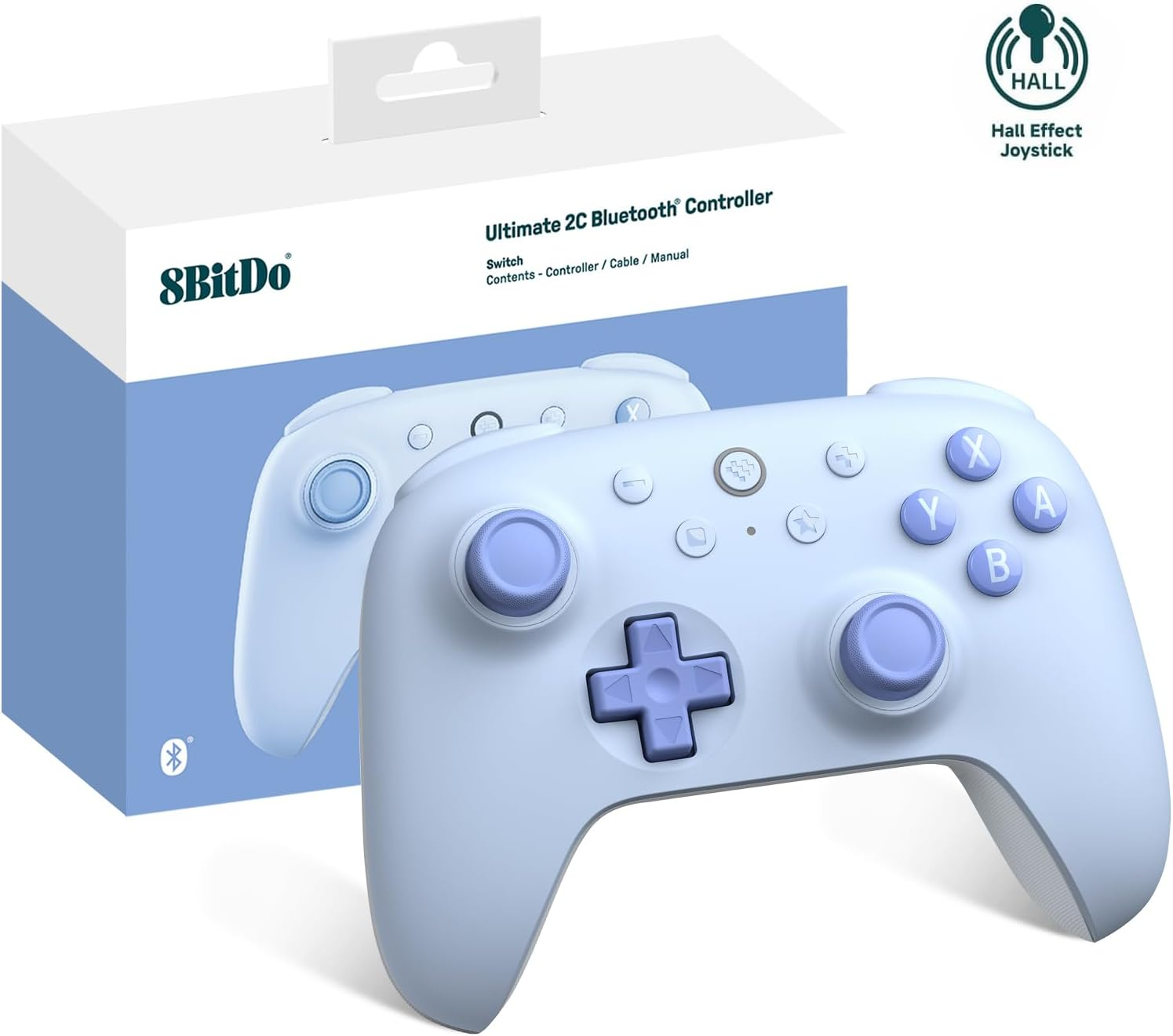 8Bitdo Ultimate 2C Bluetooth Controller (Hall Effect Joystick Update) - for Switch/Switch 2, with Remappable L4/R4 Bumpers, 6-Axis Motion Control, Rumble Vibration and Turbo Function (Dark Blue)