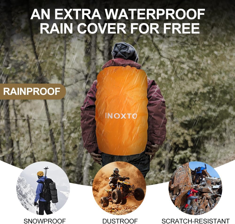 INOXTO 40L Hiking Backpack, Camping Backpack with Waterproof Rain Cover for Men, Outdoor Sport Travel Daypack for Climbing image number 6