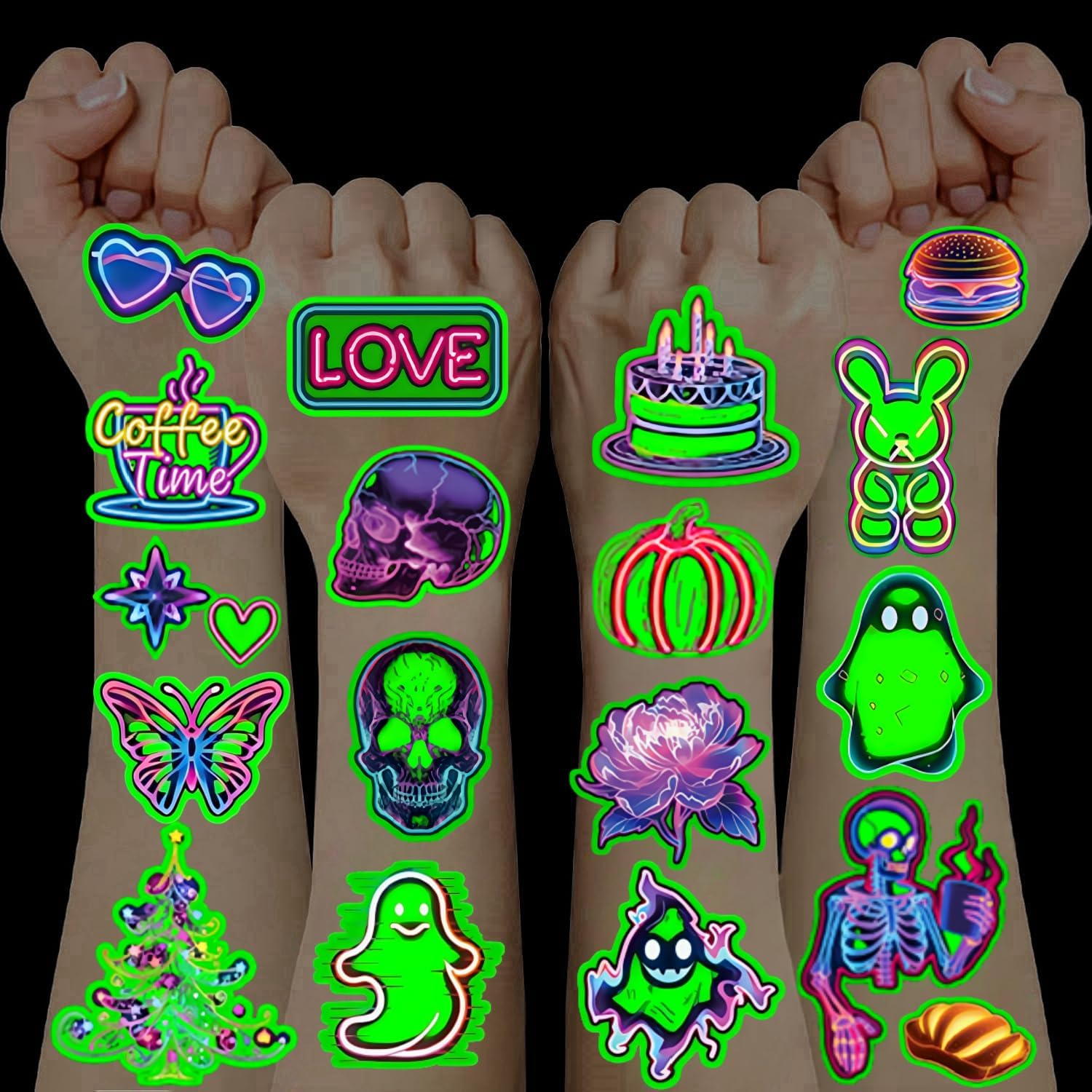 Pack of 300 Tattoos for Children, Children'S Tattoos Girls Boys Toys from 3 4 5 6 7 8 9 10 Years Party Bags Children'S Birthday Luminous Tattoos Temporary Tattoos Gifts 3 4 5 6 7 8 9 10 Years Party