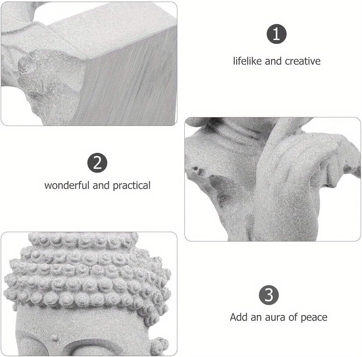 AIMALL Chinese Style Sakyamuni Buddha Ornament Flower Pot Figurine for Tea Room Living Room Entryway Desktop Zen Decoration Garden Landscaping 2.7X3.5X8.1In image number 1