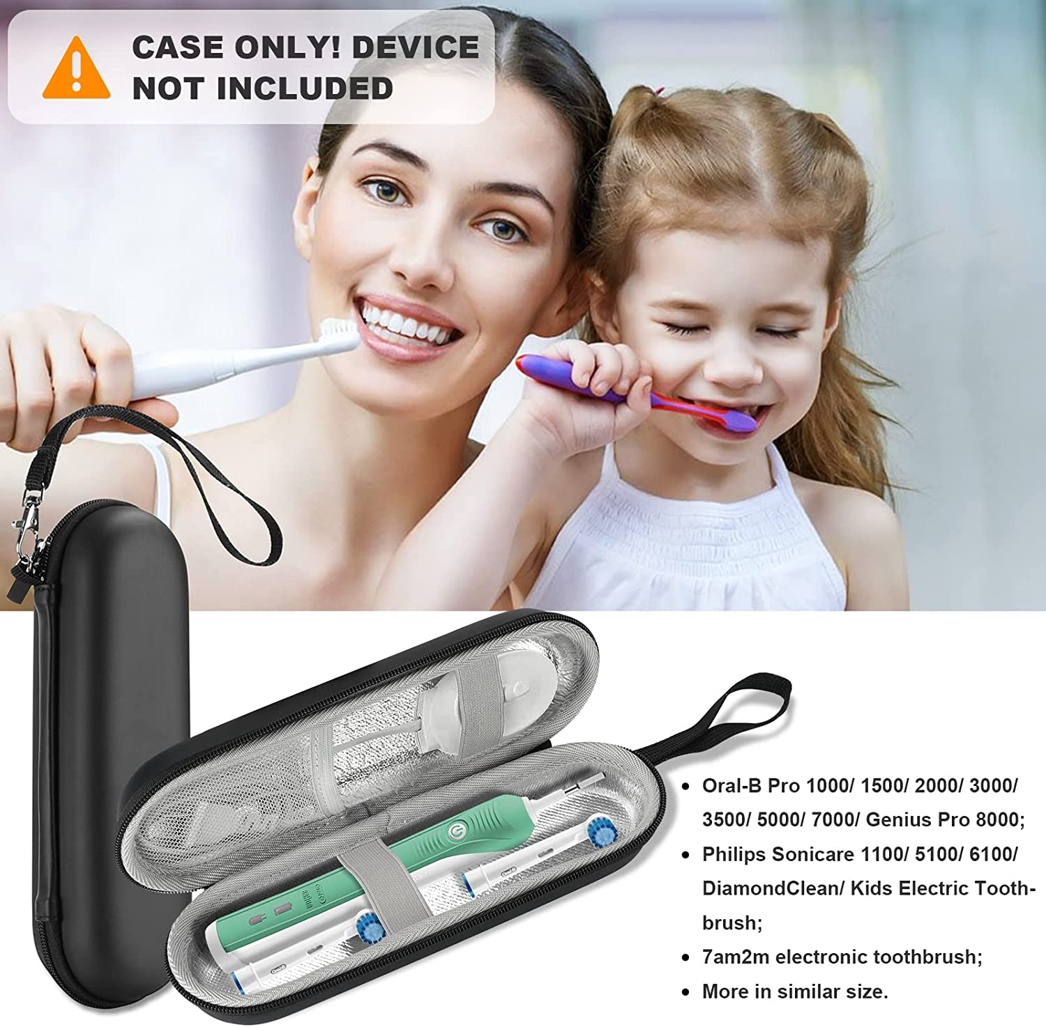 Procase Electric Toothbrush Hard Travel Case Compatible with Oral-B Pro 1000 8000, Philips Sonicare 1100 5100 6100, Carrying Bag Carrier for Battery Power Rechargeable Toothbrush (Case Only) &ndash;Black image number 5