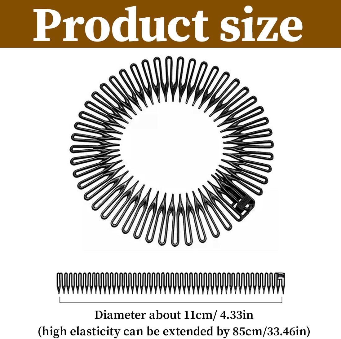 6 Pieces Full Circular Stretch, 3 Colours Comb, Flexible Plastic, Circular Stretch for Girls image number 4