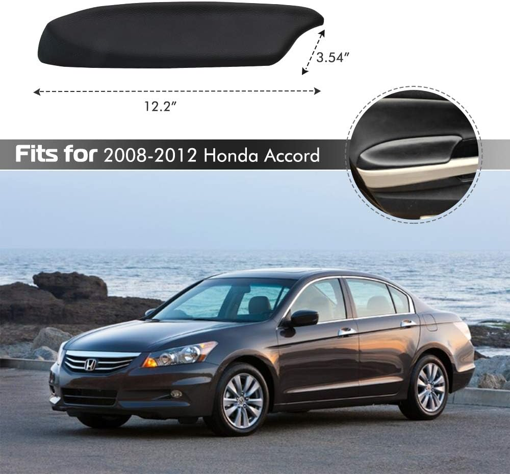 Front Door Panels Armrest Repacement for 2008 2009 2010 2011 2012 Honda Accord Sedan Auto Vinyl Lid Pad Cover Replacement (Black) image number 6