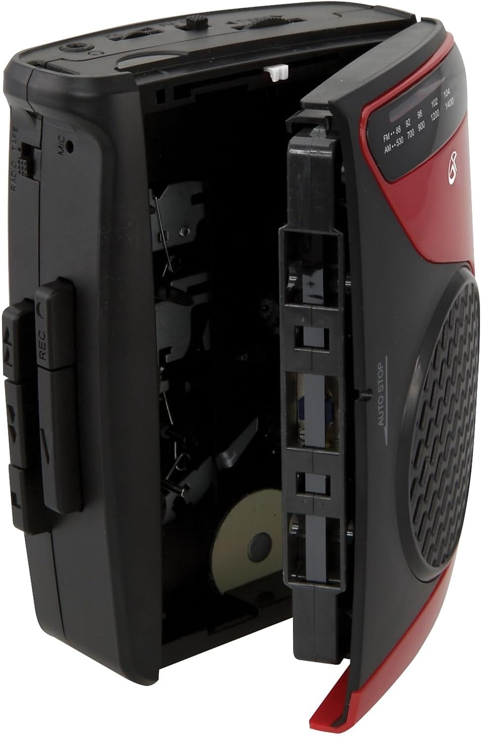 GPX CAS337 Portable Cassette Player with AM/FM Radio/Voice Record (Red/Black) image number 1