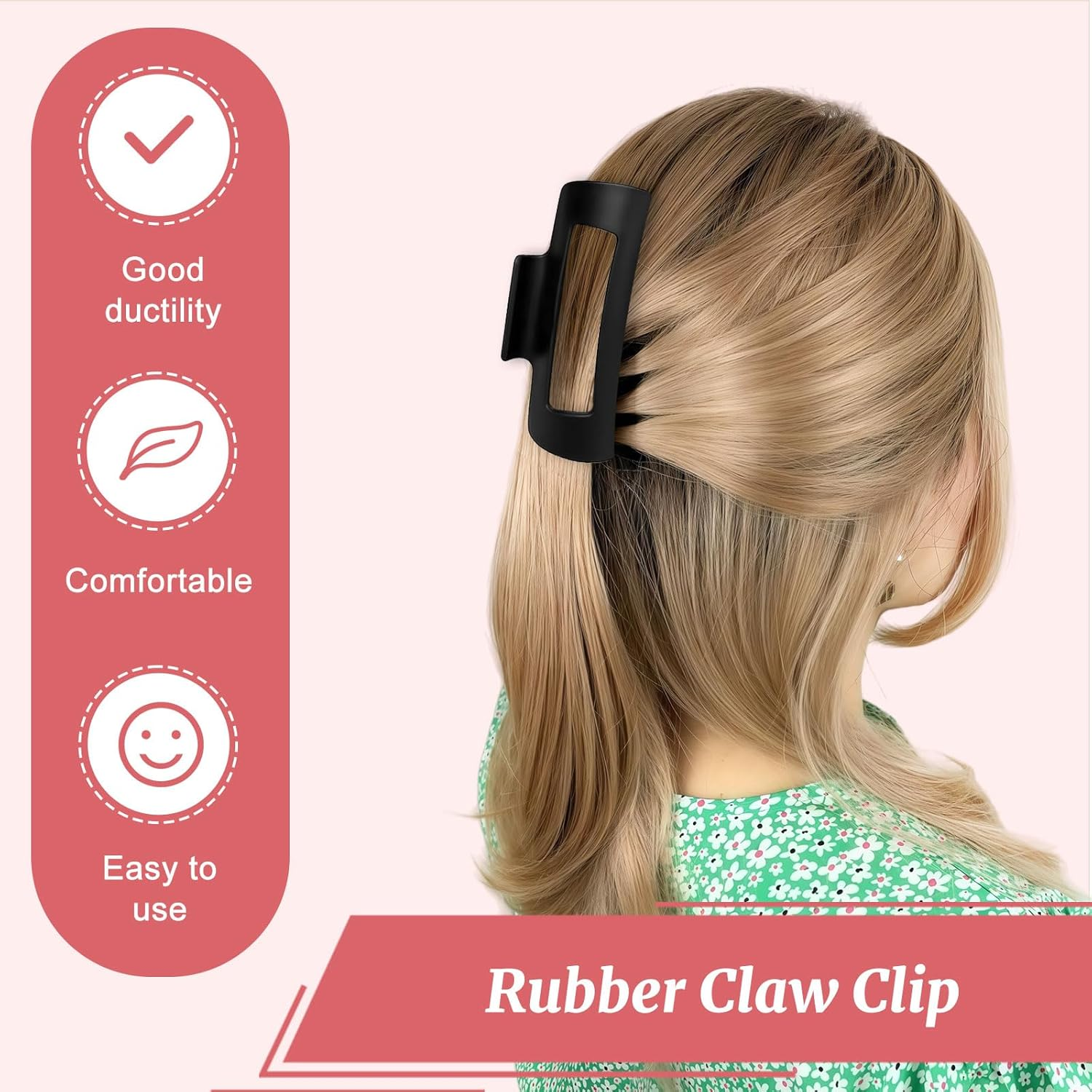 Xanthelle Haarklammer, Pack of 2 Large Hair Claws for Women, Squishy Silicone Grip Non-Slip, Soft Large Hair Clip for Thick Hair, Comfortable Hair Clips image number 5