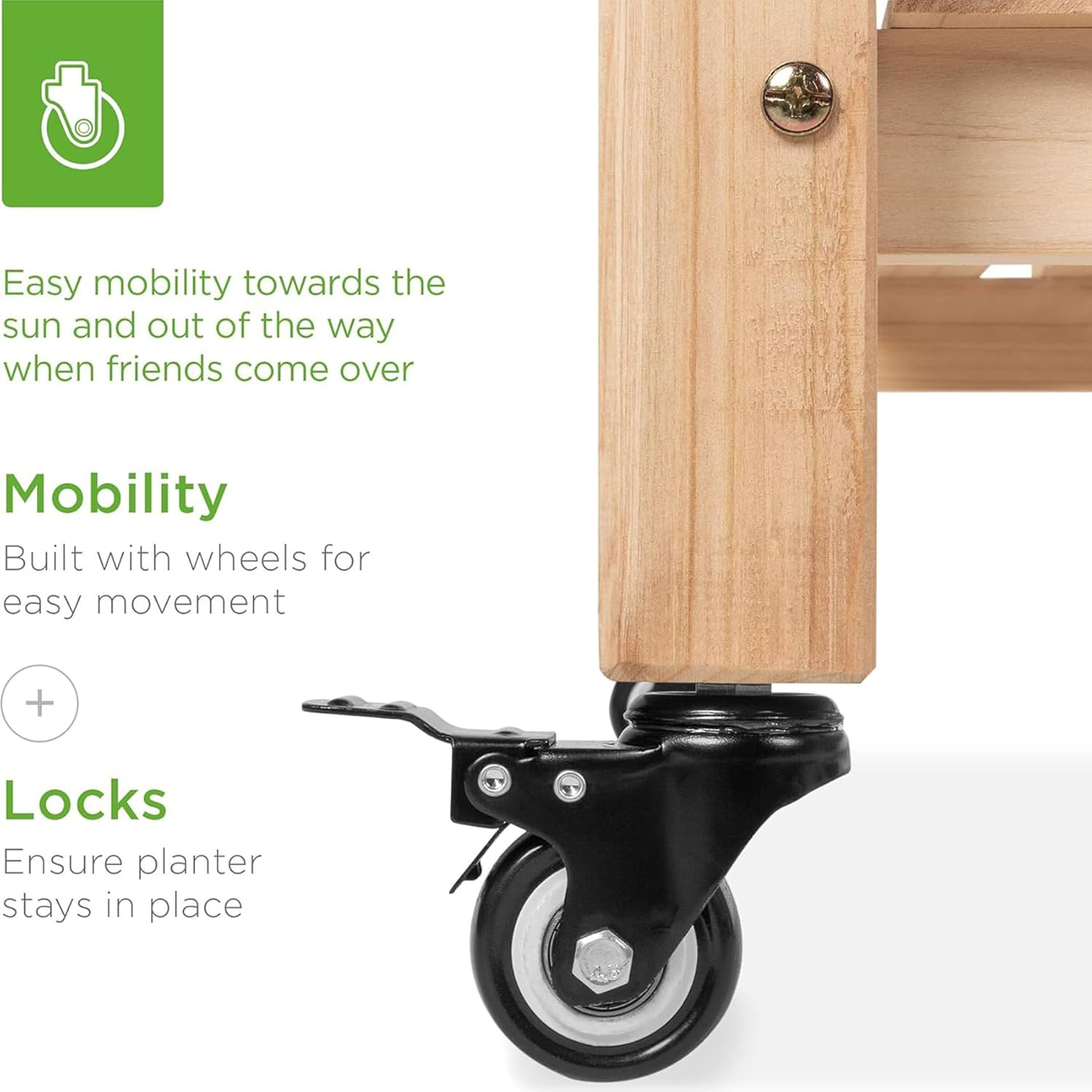 Mobile Elevated Wood Planter Box with Wheels,Raised Garden Bed for Outdoor Patio, Deck, Balcony, Backyard, 120 * 59 * 80CM image number 4